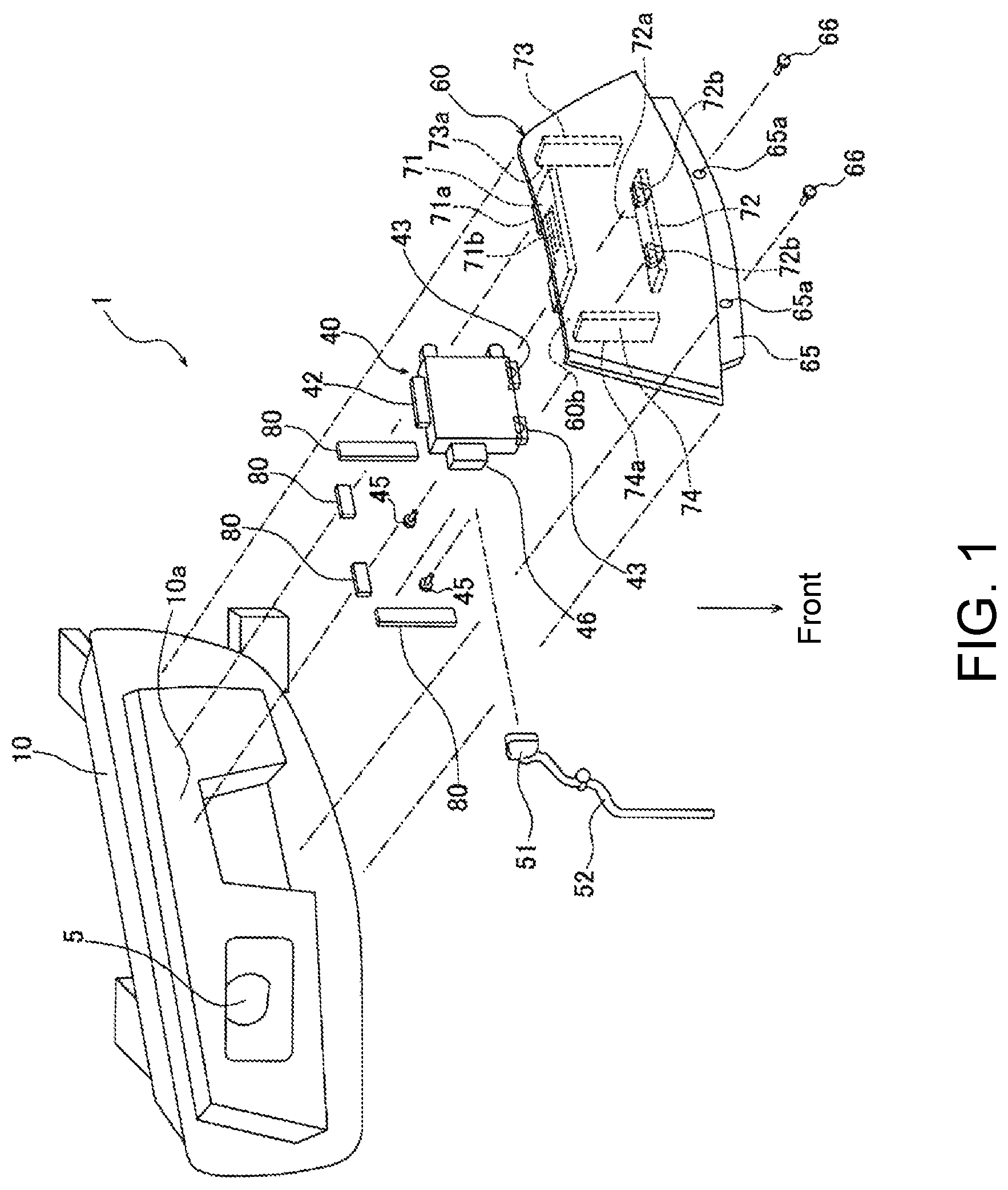 Patent US12366634 Figure 1 – Mounting structure of object detection device to vehicle body