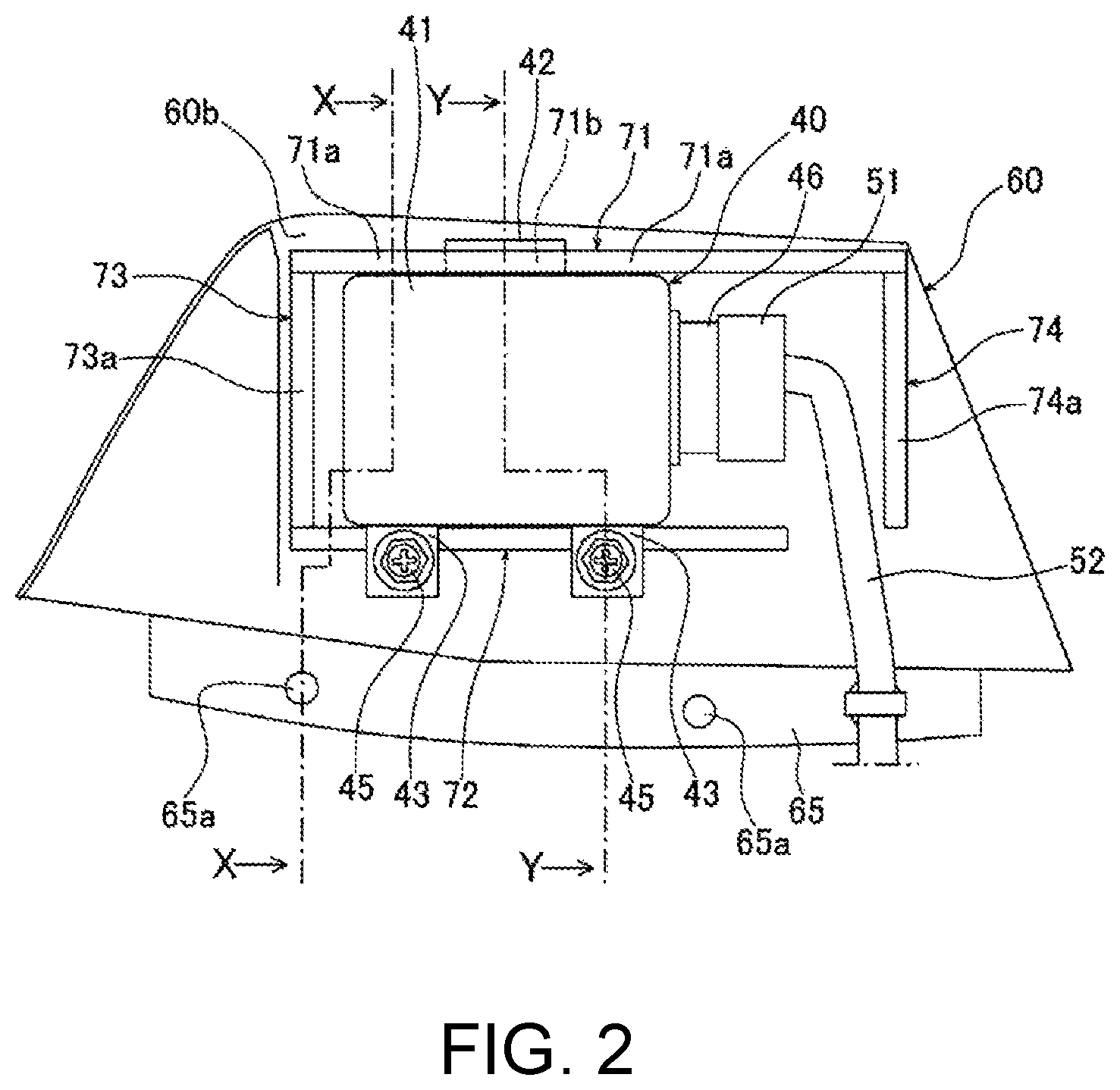 Patent US12366634 Figure 2 – Mounting structure of object detection device to vehicle body