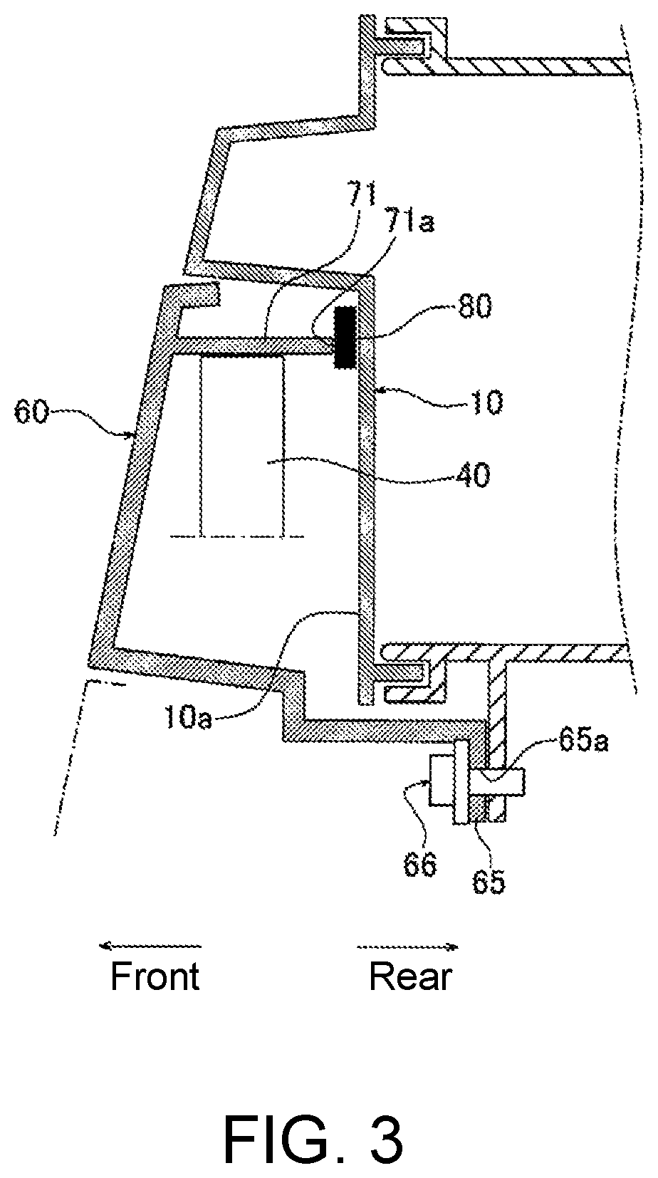 Patent US12366634 Figure 3 – Mounting structure of object detection device to vehicle body