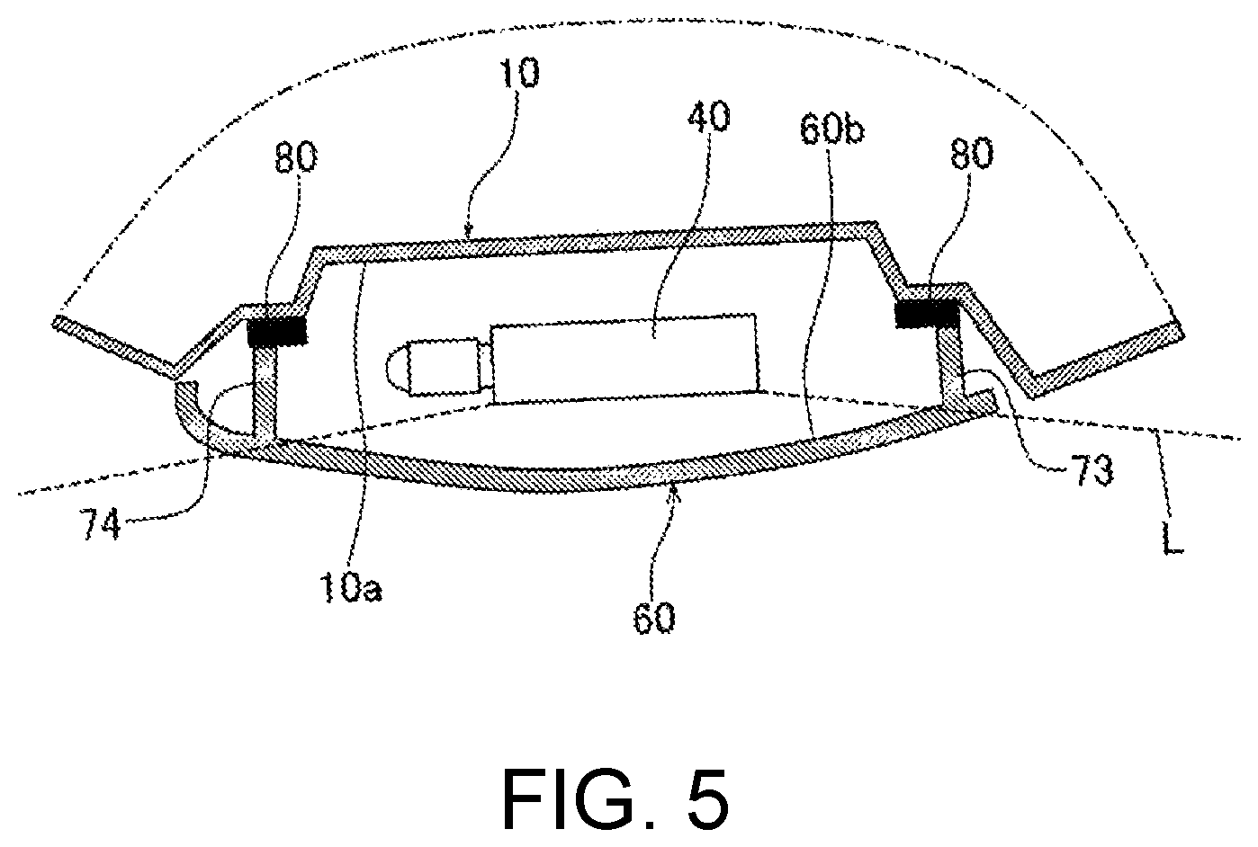 Patent US12366634 Figure 5 – Mounting structure of object detection device to vehicle body