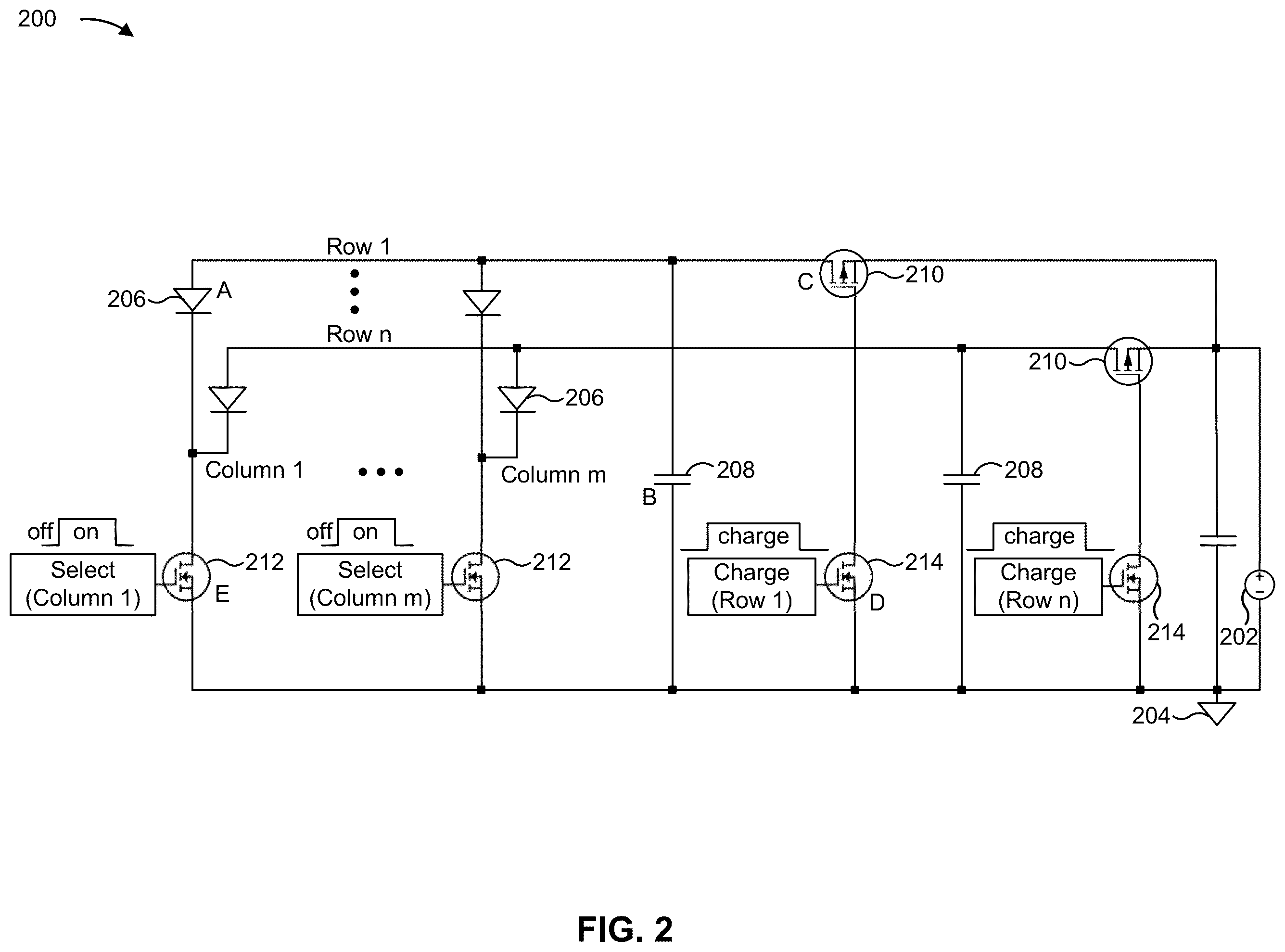 Patent US12366638 Figure 2 – Driver circuit for an addressable array of optical emitters