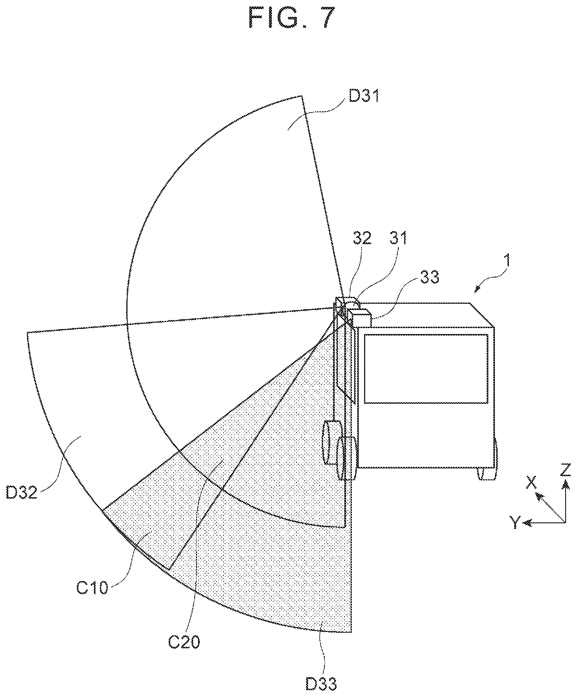 Patent US12366662 Figure 7 – Vehicle sensor attaching structure and sensor control device