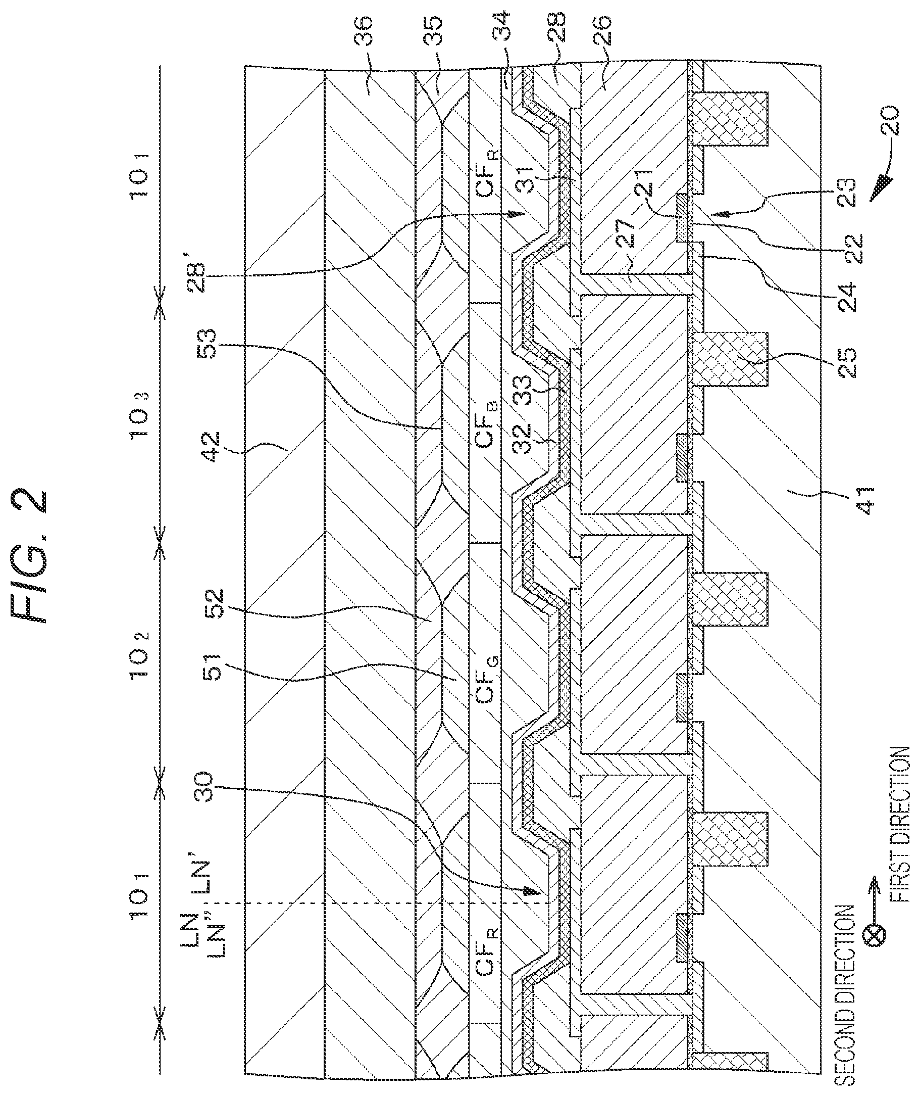 Patent US12366685 Figure 2 – Light emitting element, display device, and method for manufacturing display device