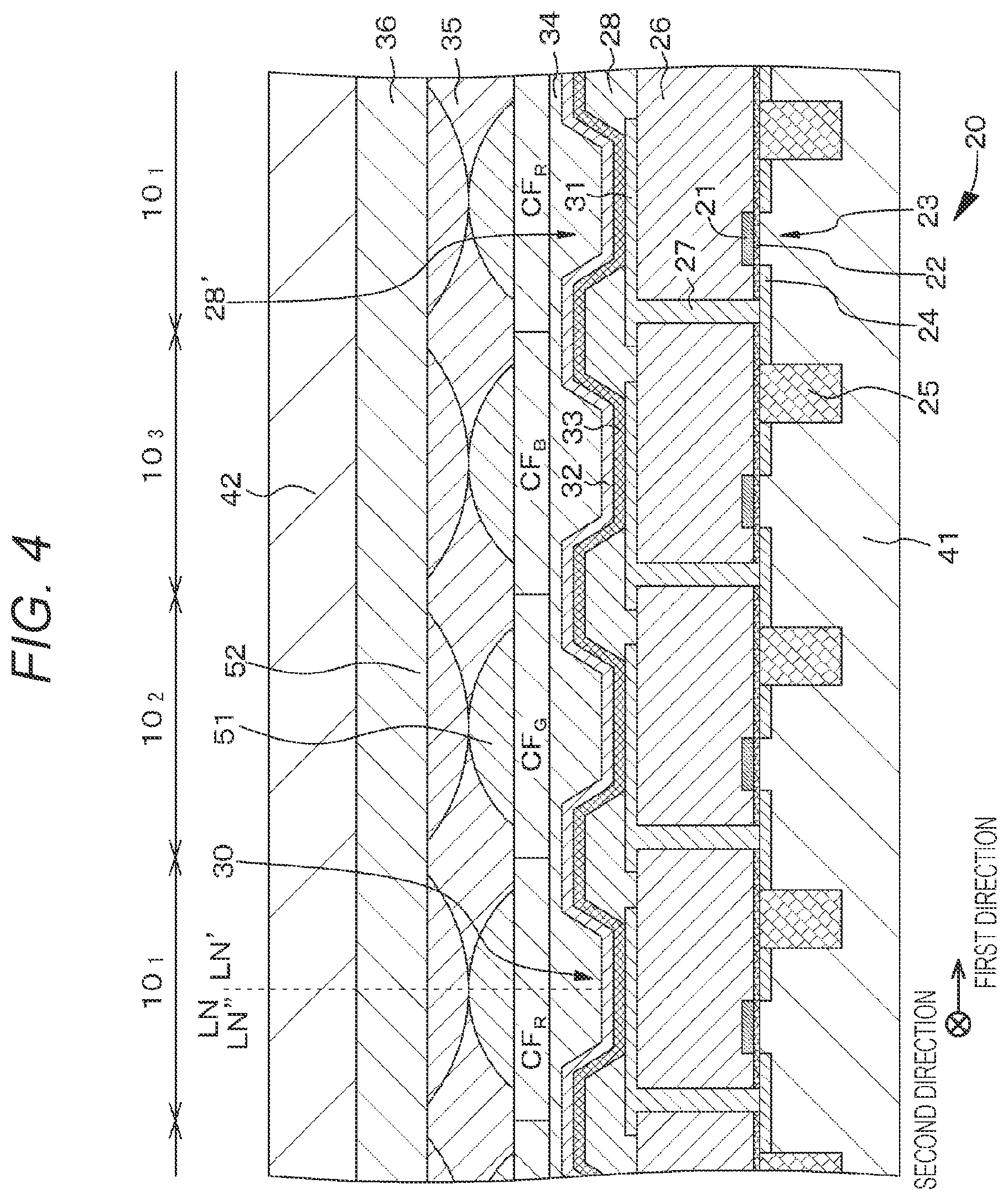 Patent US12366685 Figure 4 – Light emitting element, display device, and method for manufacturing display device