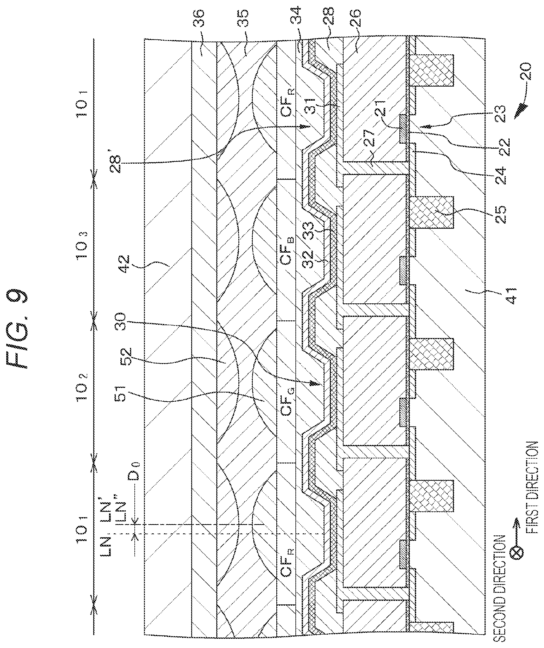 Patent US12366685 Figure 9 – Light emitting element, display device, and method for manufacturing display device