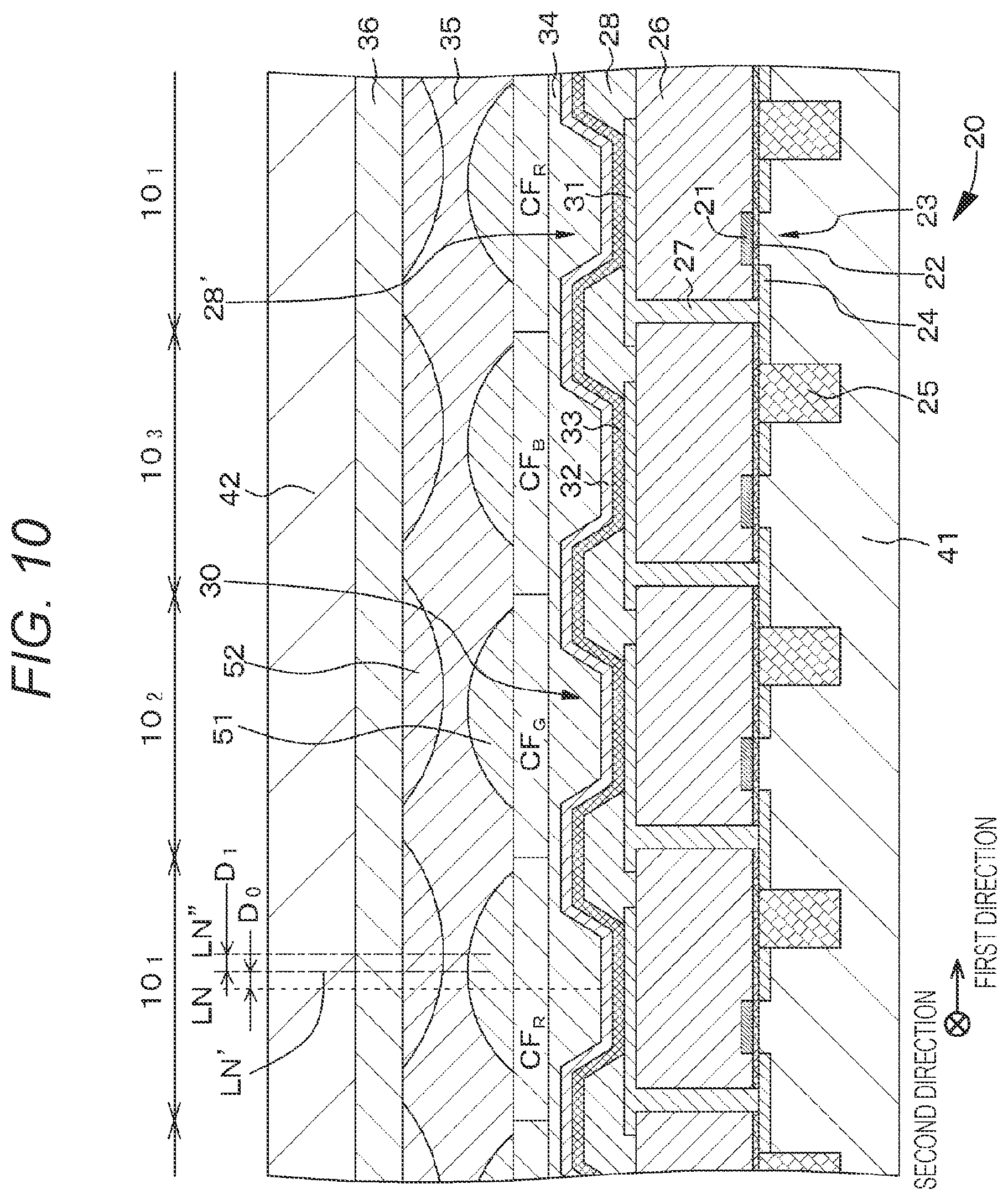 Patent US12366685 Figure 10 – Light emitting element, display device, and method for manufacturing display device