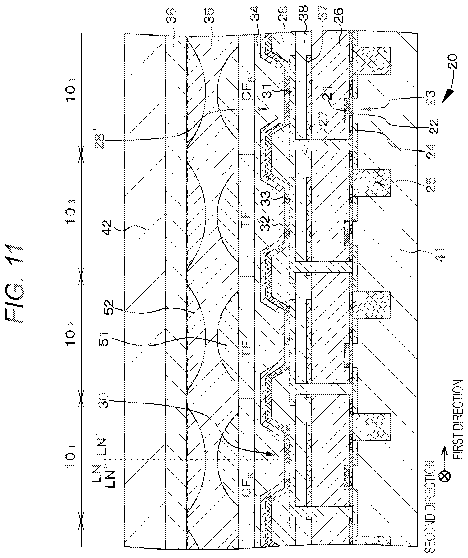 Patent US12366685 Figure 11 – Light emitting element, display device, and method for manufacturing display device