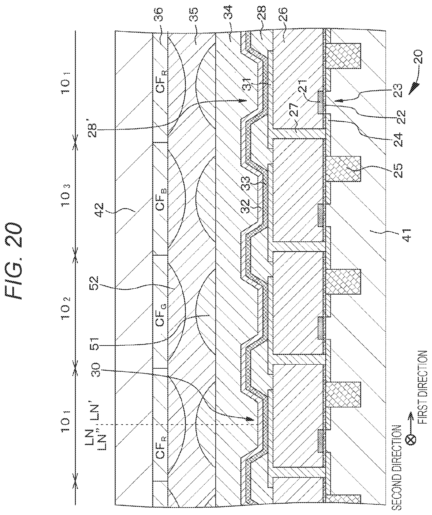 Patent US12366685 Figure 20 – Light emitting element, display device, and method for manufacturing display device