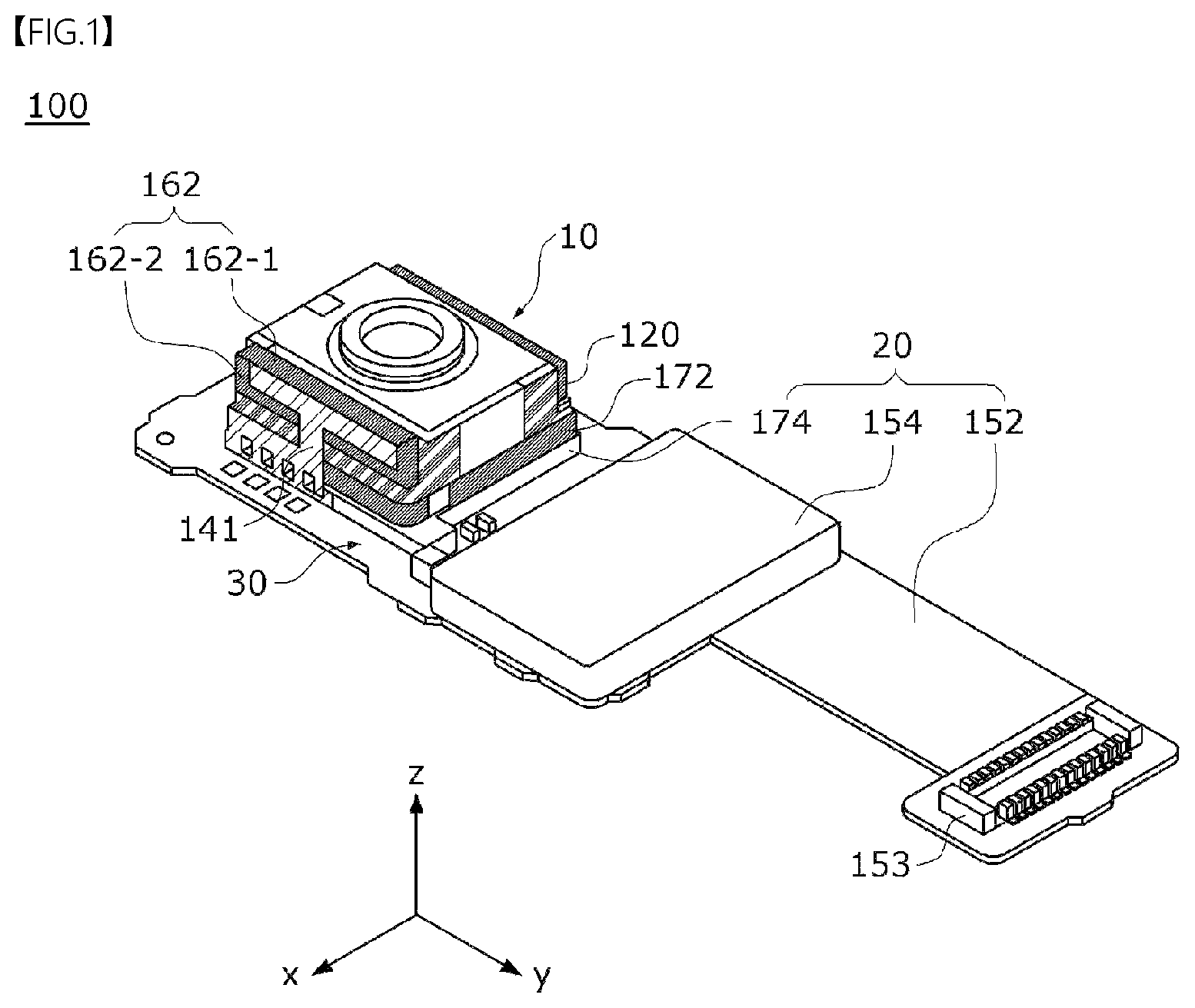 Patent US12366687 Figure 1 – Optical device