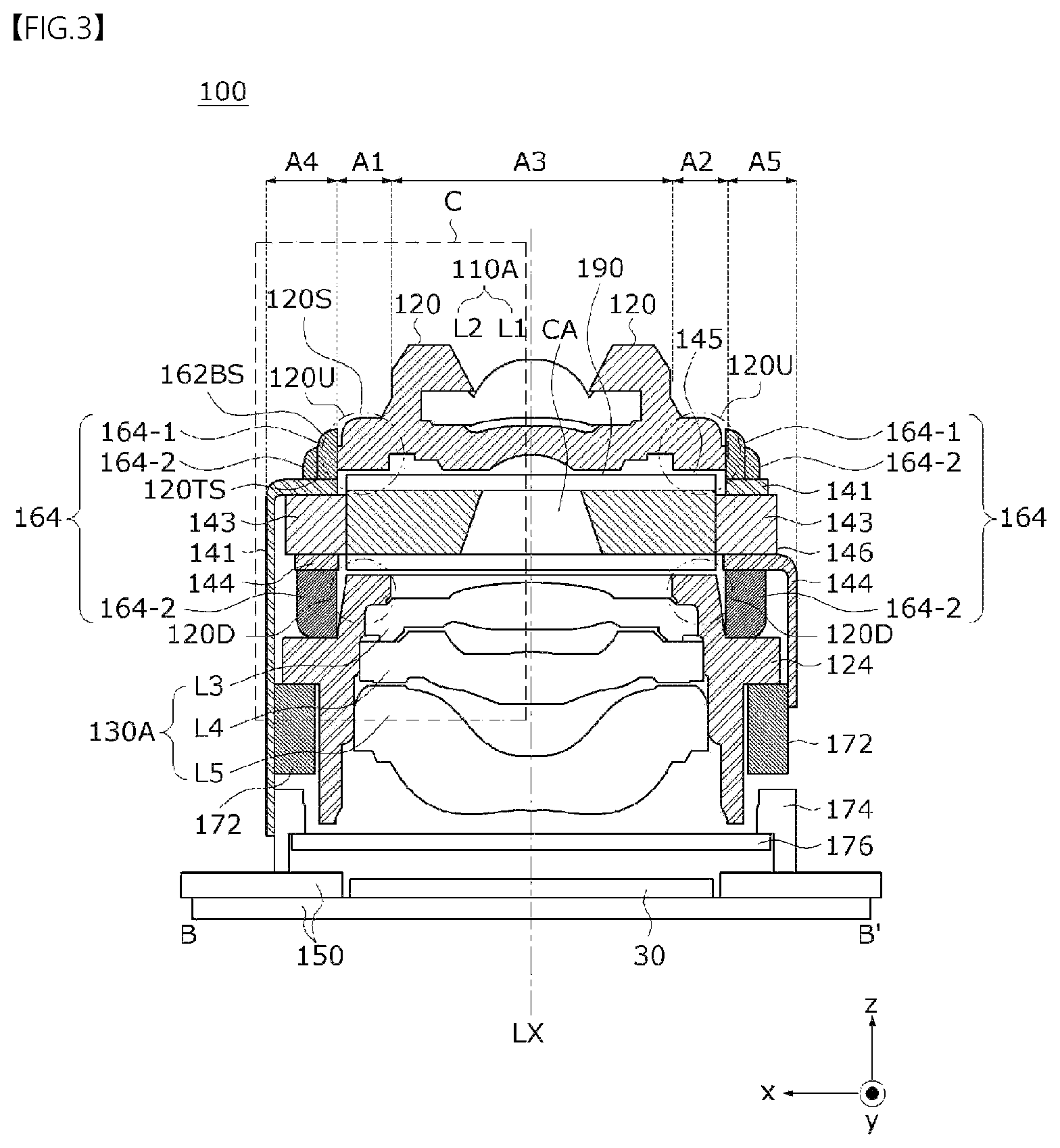 Patent US12366687 Figure 3 – Optical device