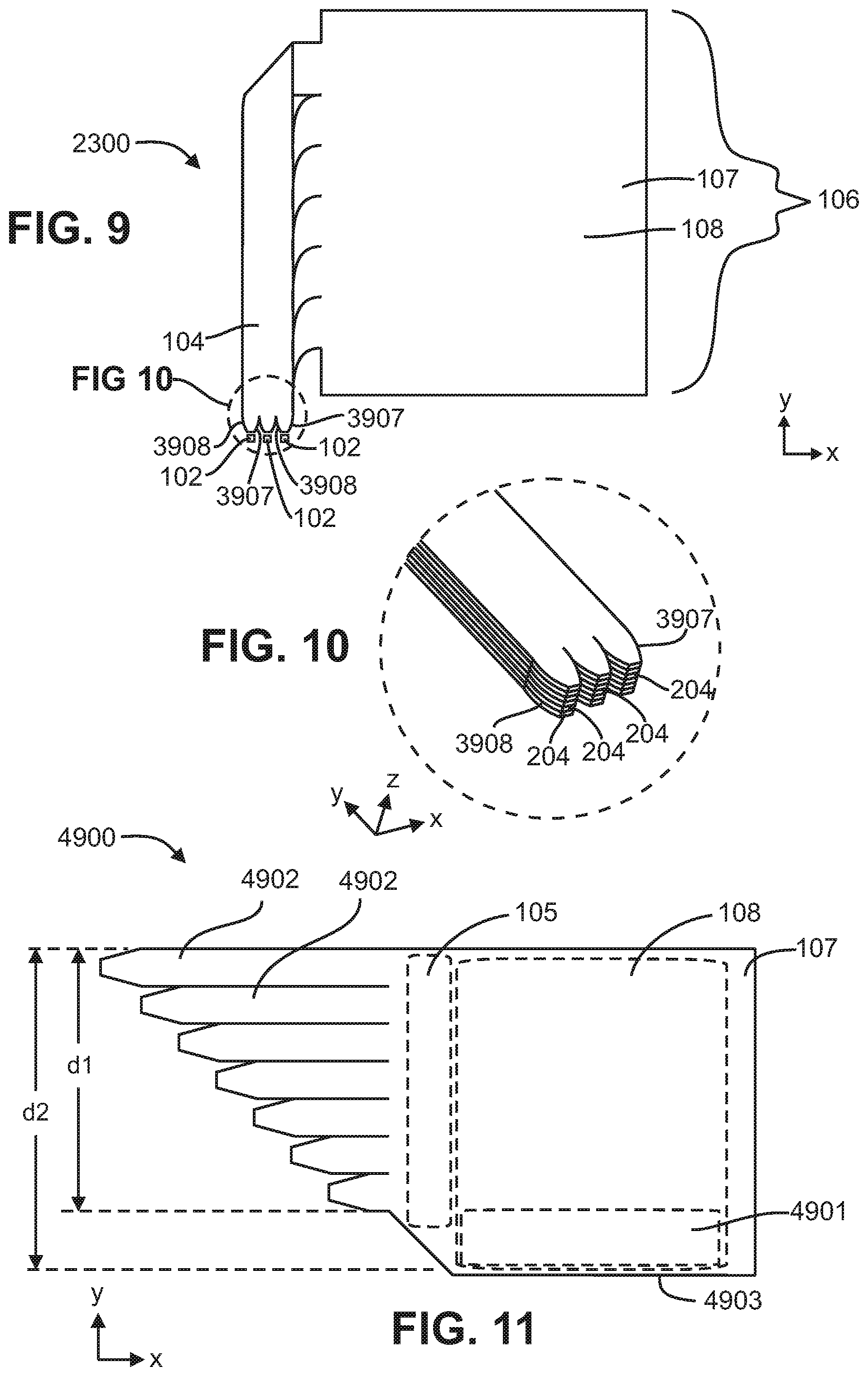 Patent US12366698 Figure 4 – Light emitting device including a light absorbing cladding region on edges of a core layer of a film-based lightguide
