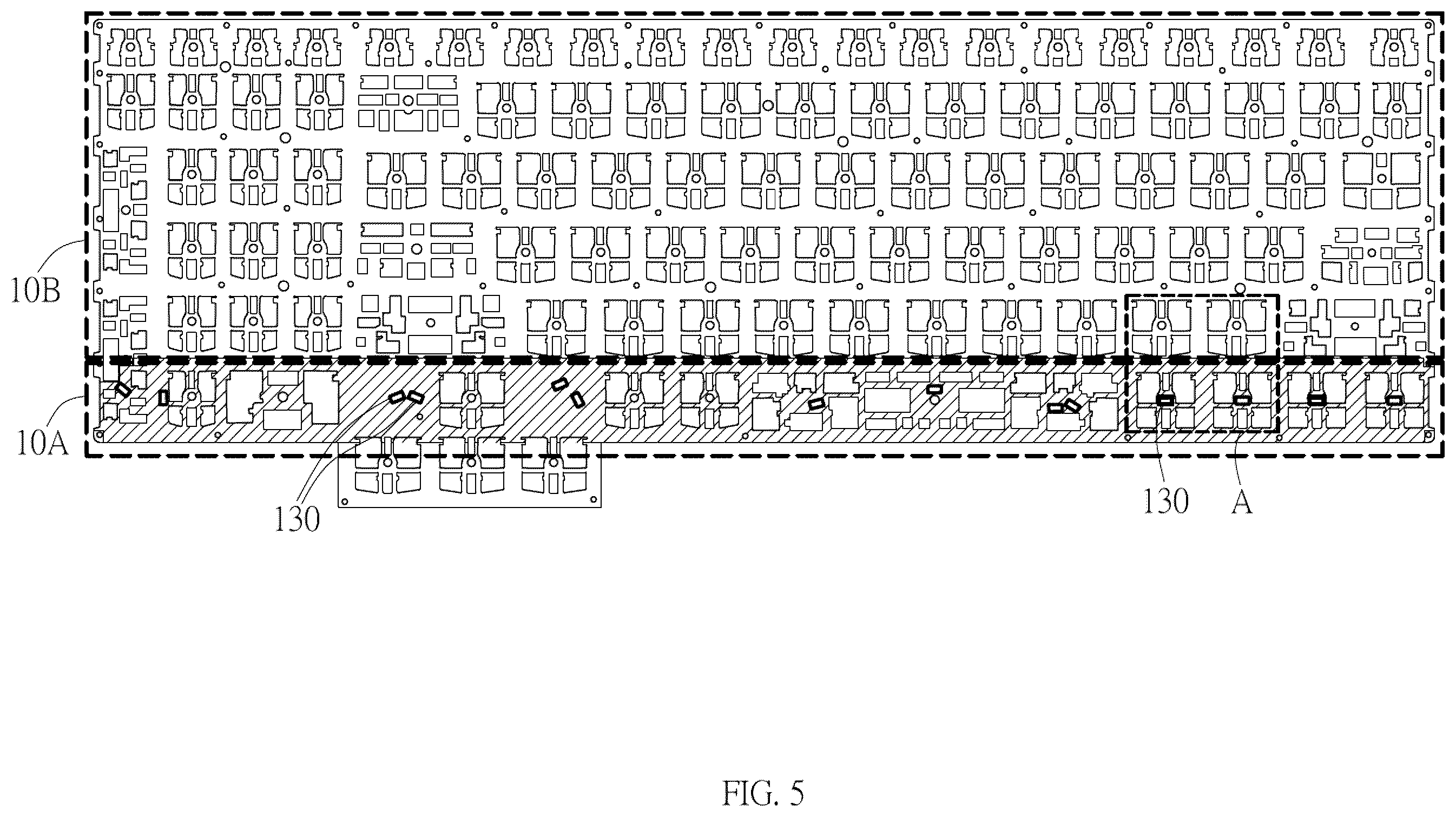 Patent US12366700 Figure 5 – Keyboard with lighting board for backlighting keycap