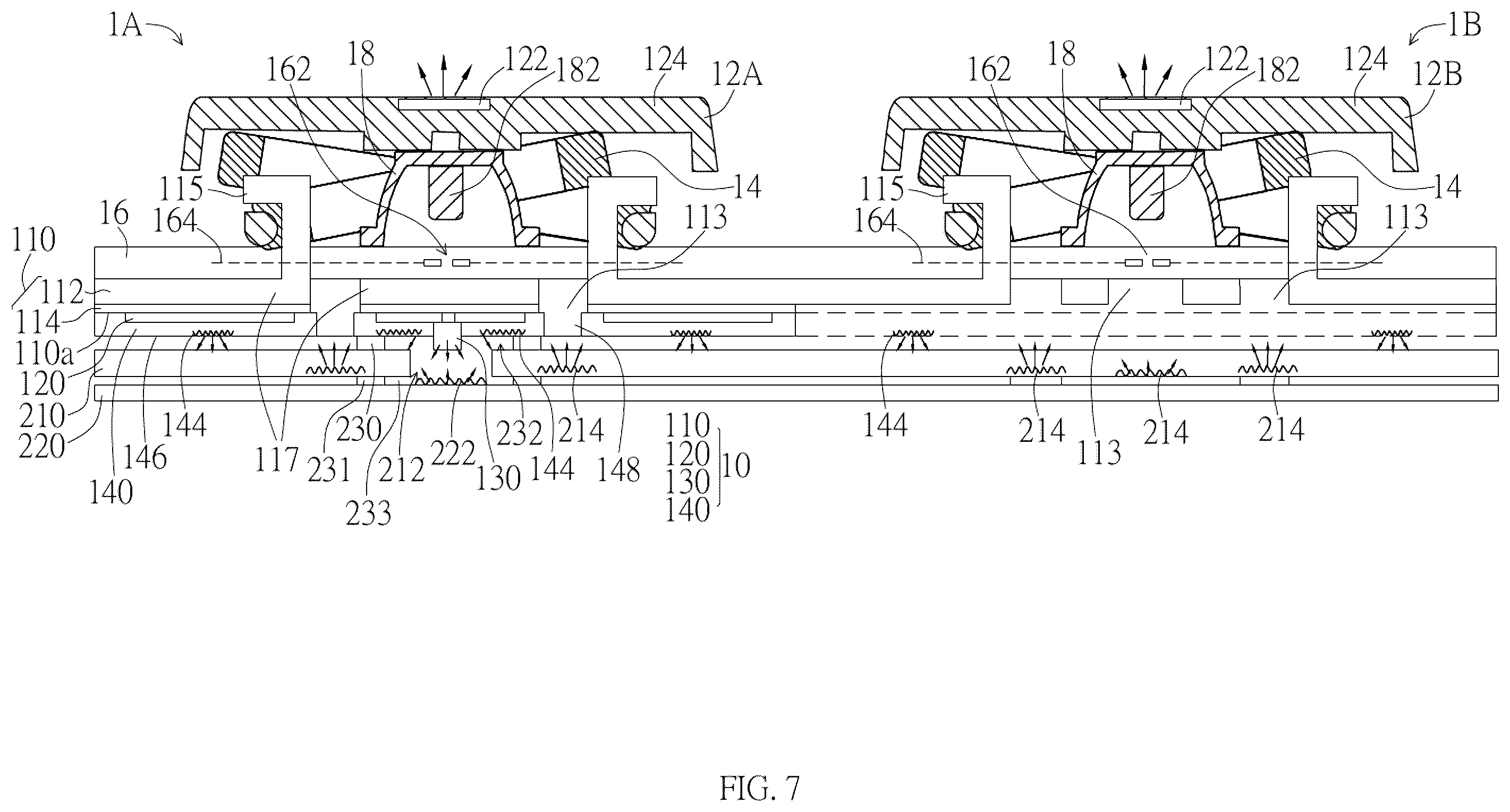 Patent US12366700 Figure 7 – Keyboard with lighting board for backlighting keycap