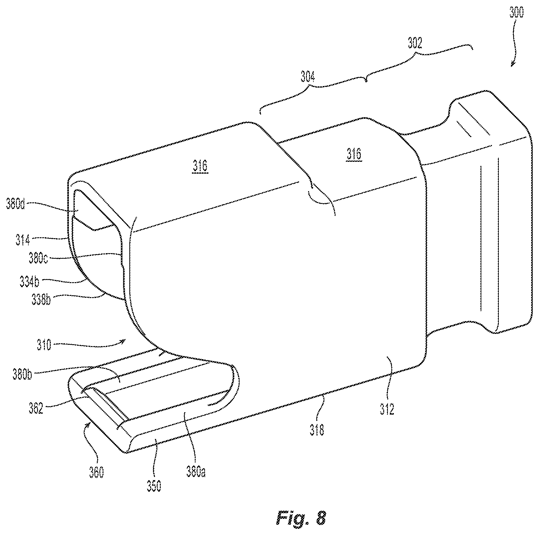 Patent US12366711 Figure 8 – Small form factor fiber optic connector dust cap