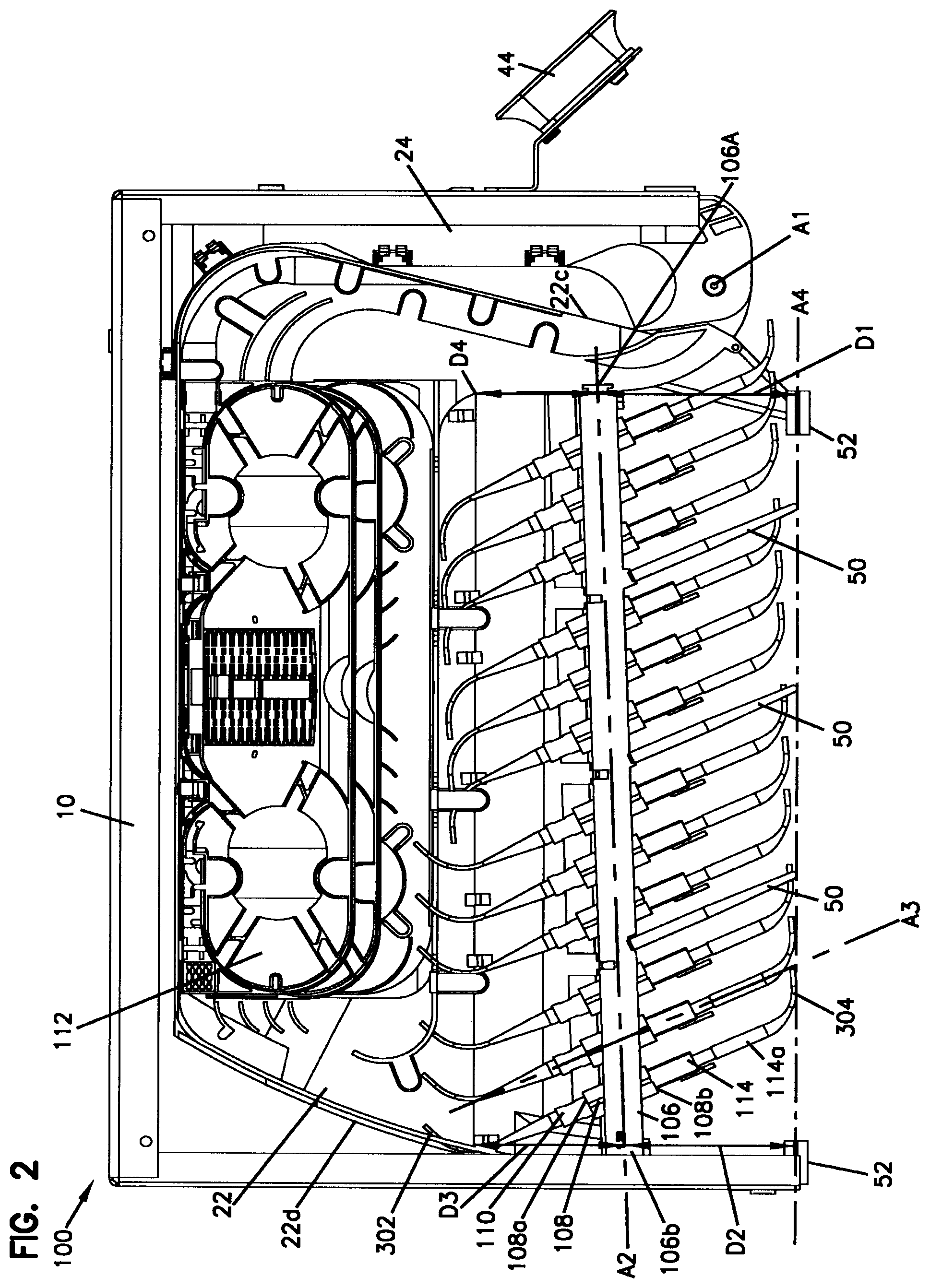 Patent US12366717 Figure 2 – Telecommunications tray assembly