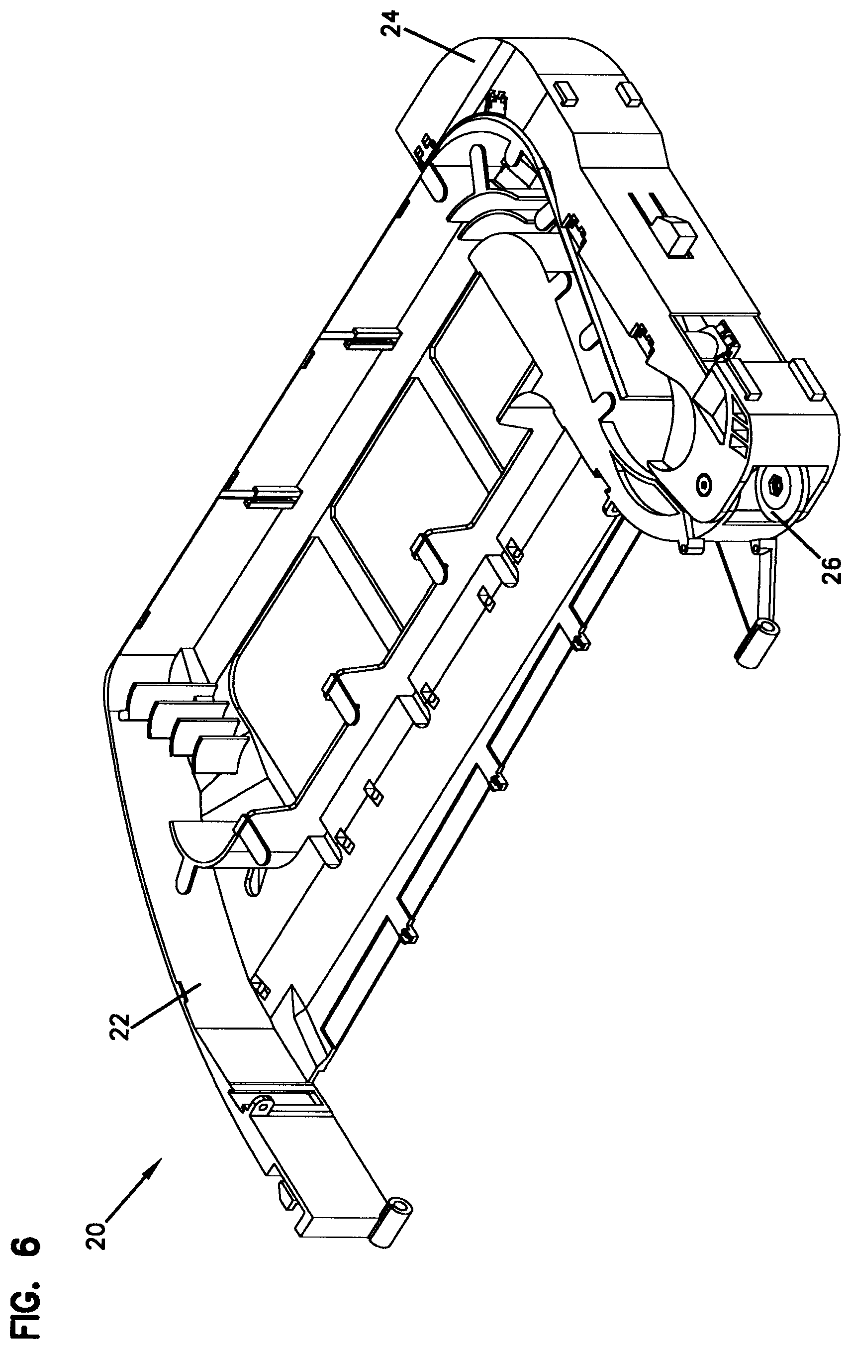 Patent US12366717 Figure 6 – Telecommunications tray assembly