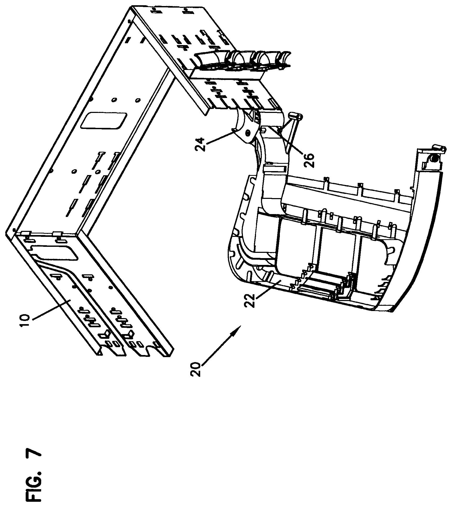 Patent US12366717 Figure 7 – Telecommunications tray assembly