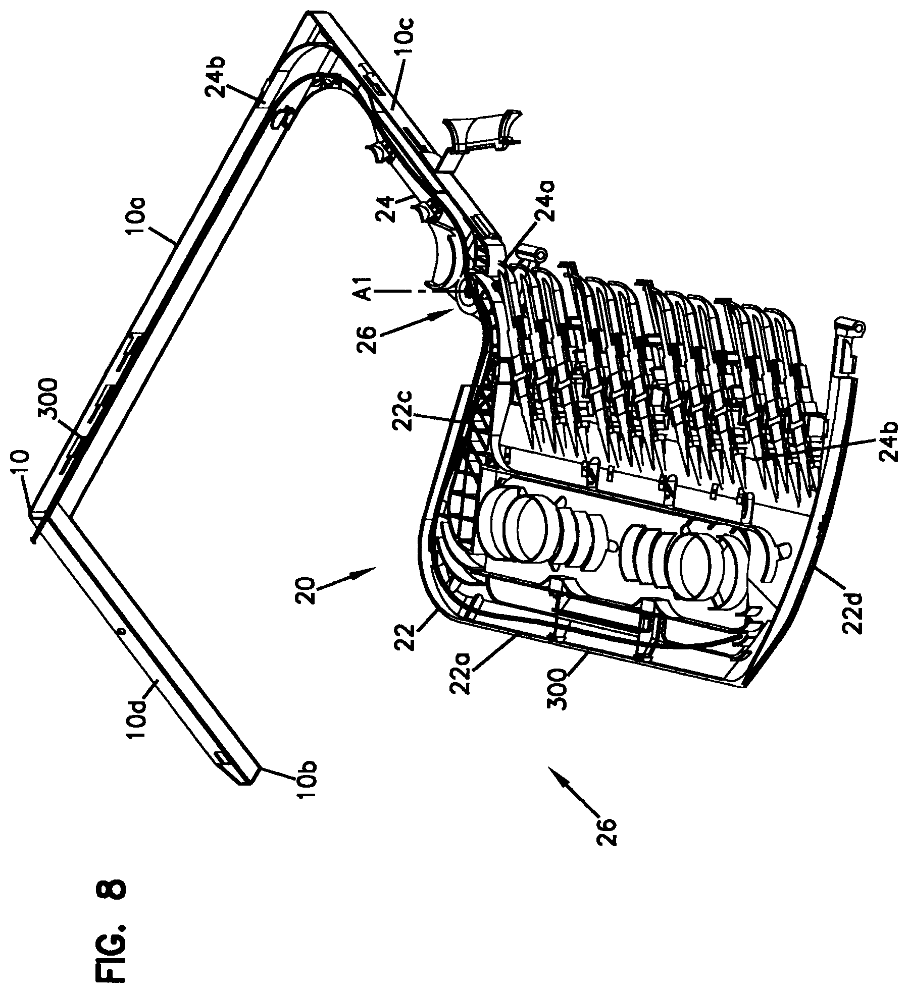 Patent US12366717 Figure 8 – Telecommunications tray assembly