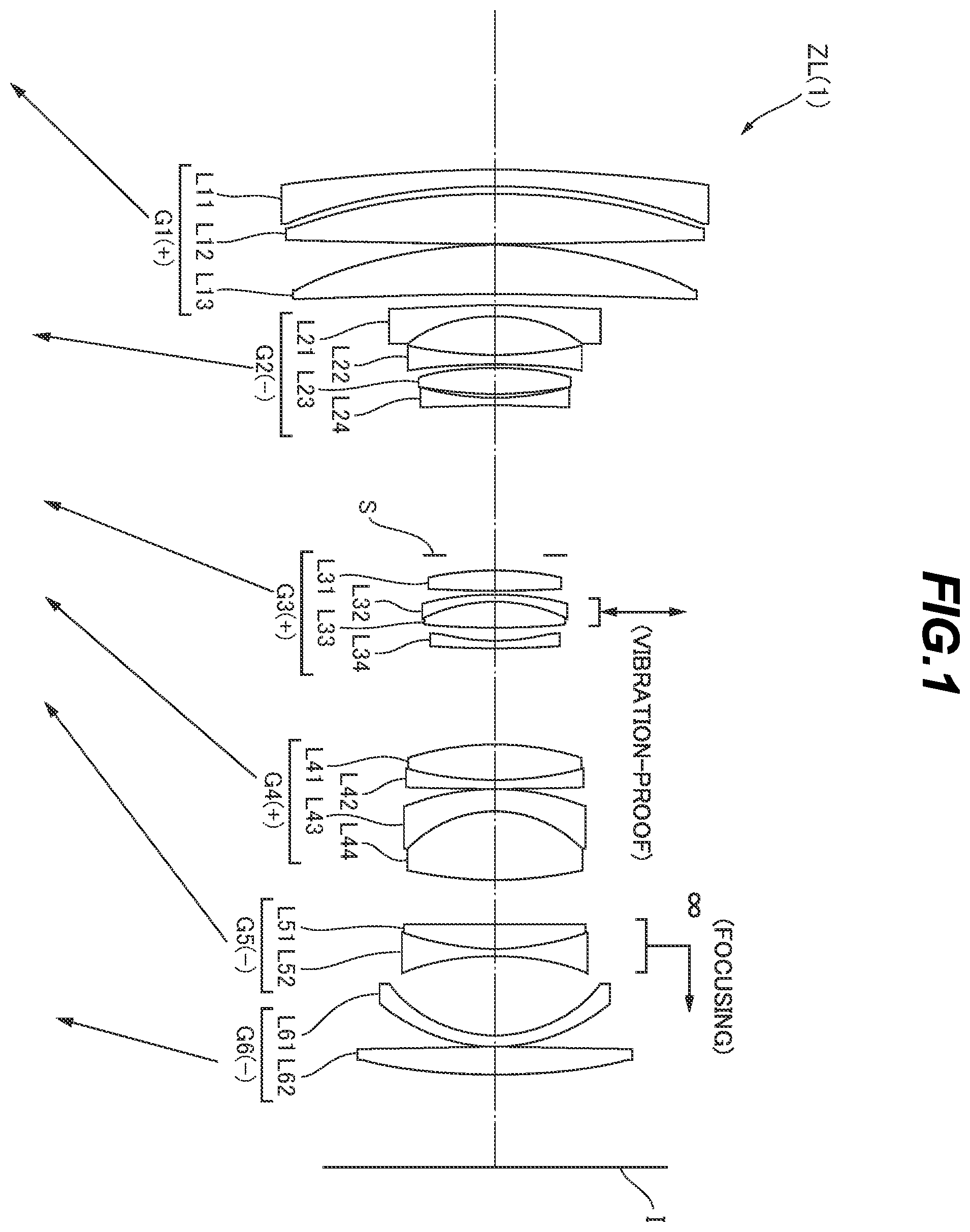 Patent US12366737 Figure 1 – Zoom optical system, optical apparatus and method for manufacturing the zoom optical system