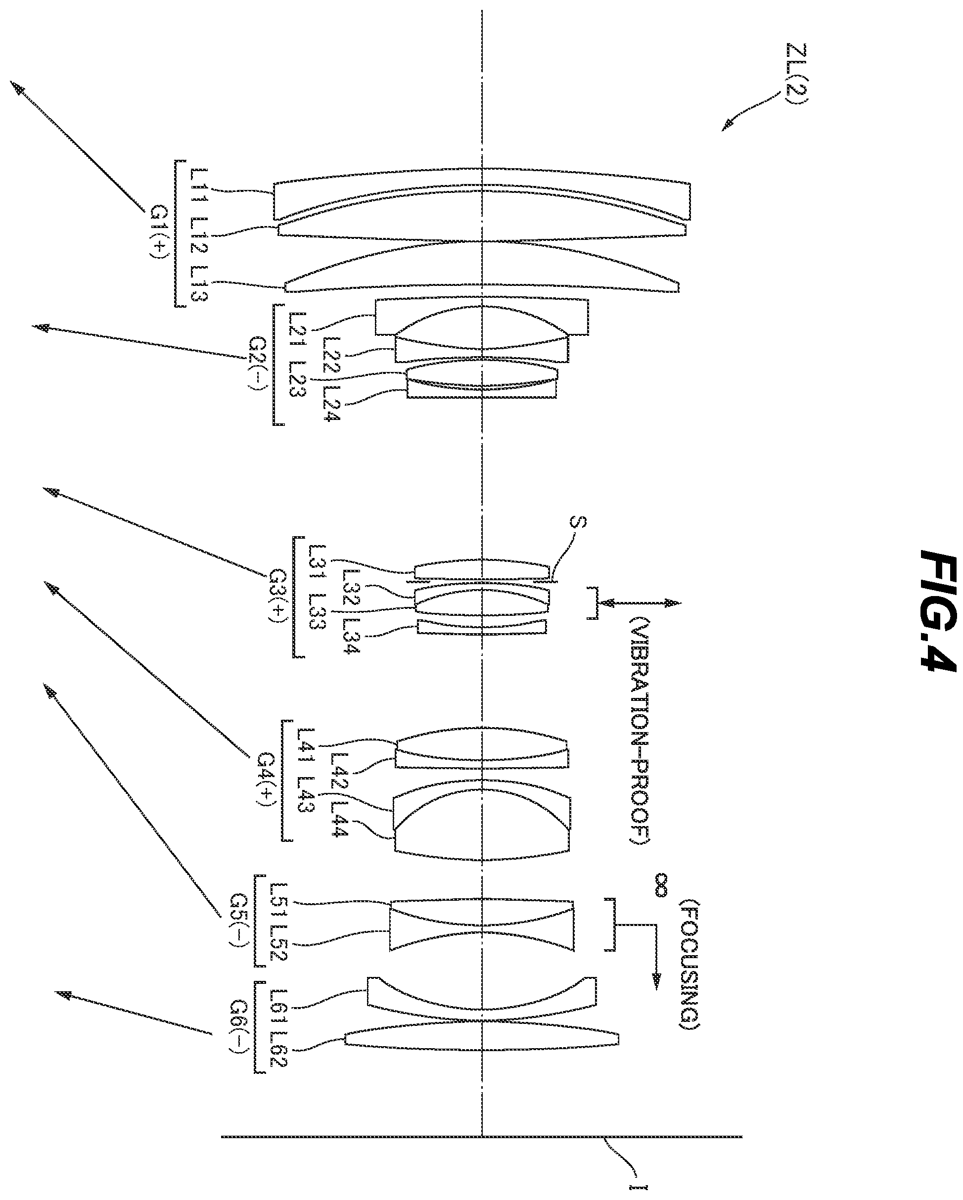 Patent US12366737 Figure 4 – Zoom optical system, optical apparatus and method for manufacturing the zoom optical system