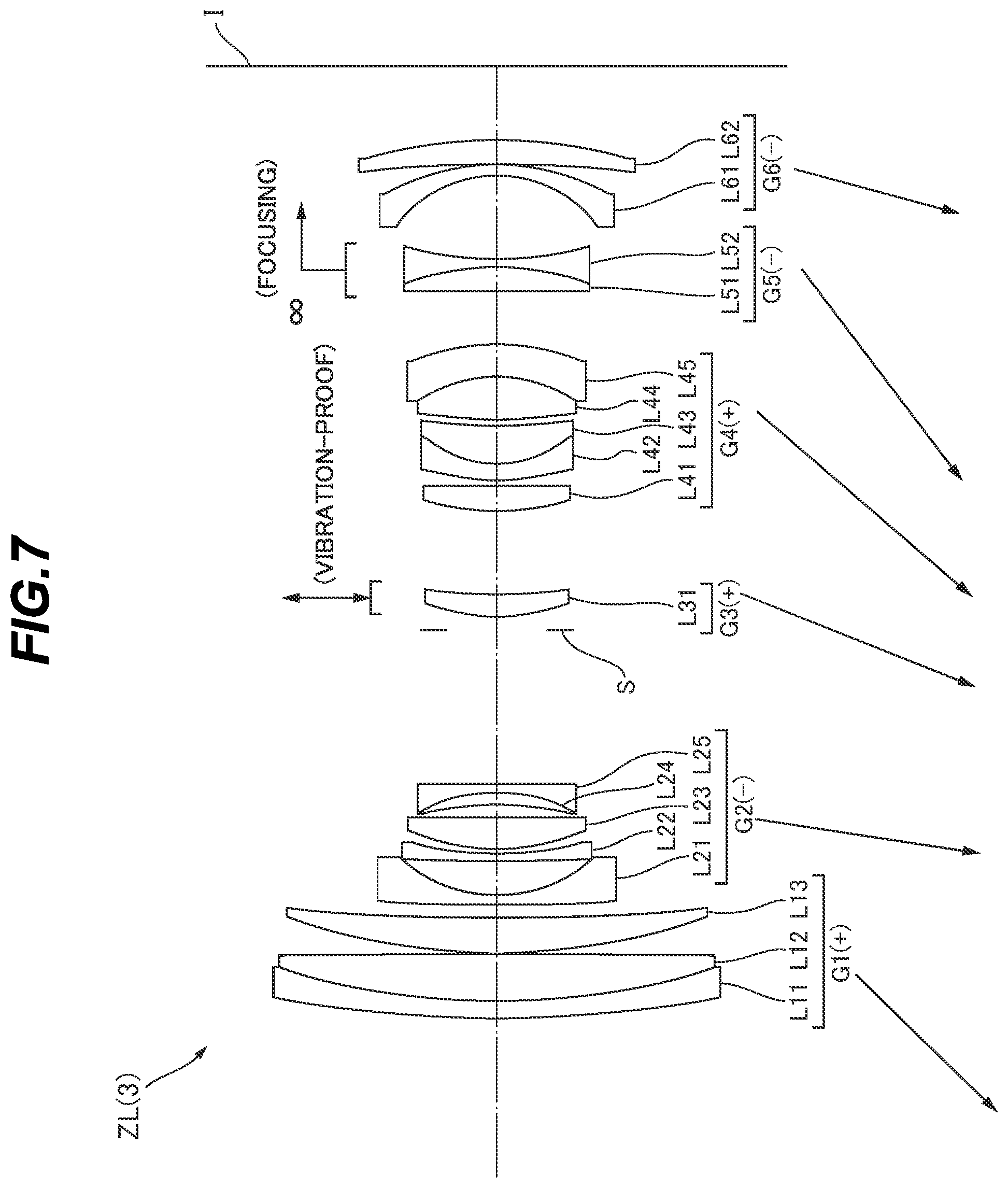 Patent US12366737 Figure 7 – Zoom optical system, optical apparatus and method for manufacturing the zoom optical system