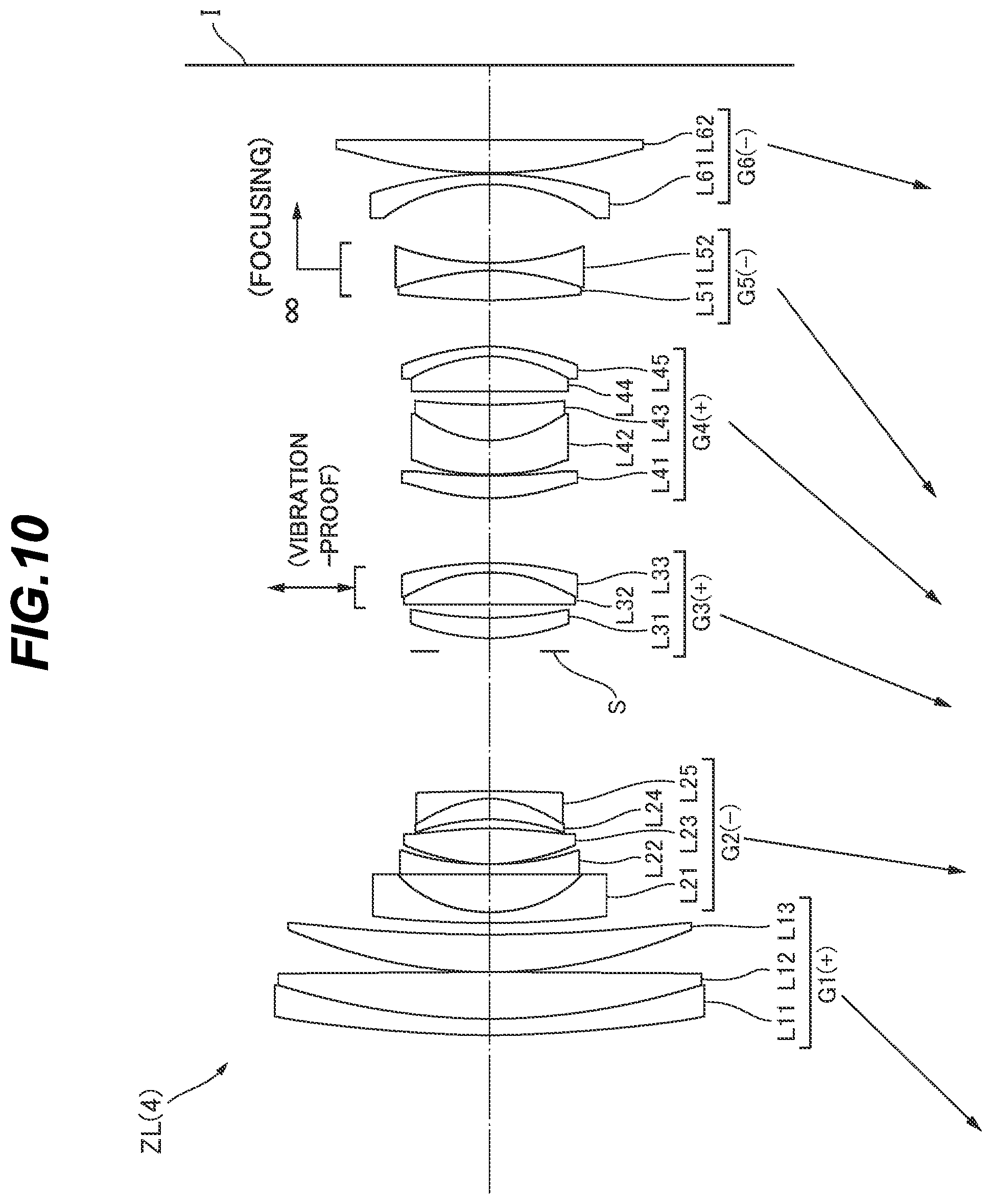 Patent US12366737 Figure 10 – Zoom optical system, optical apparatus and method for manufacturing the zoom optical system