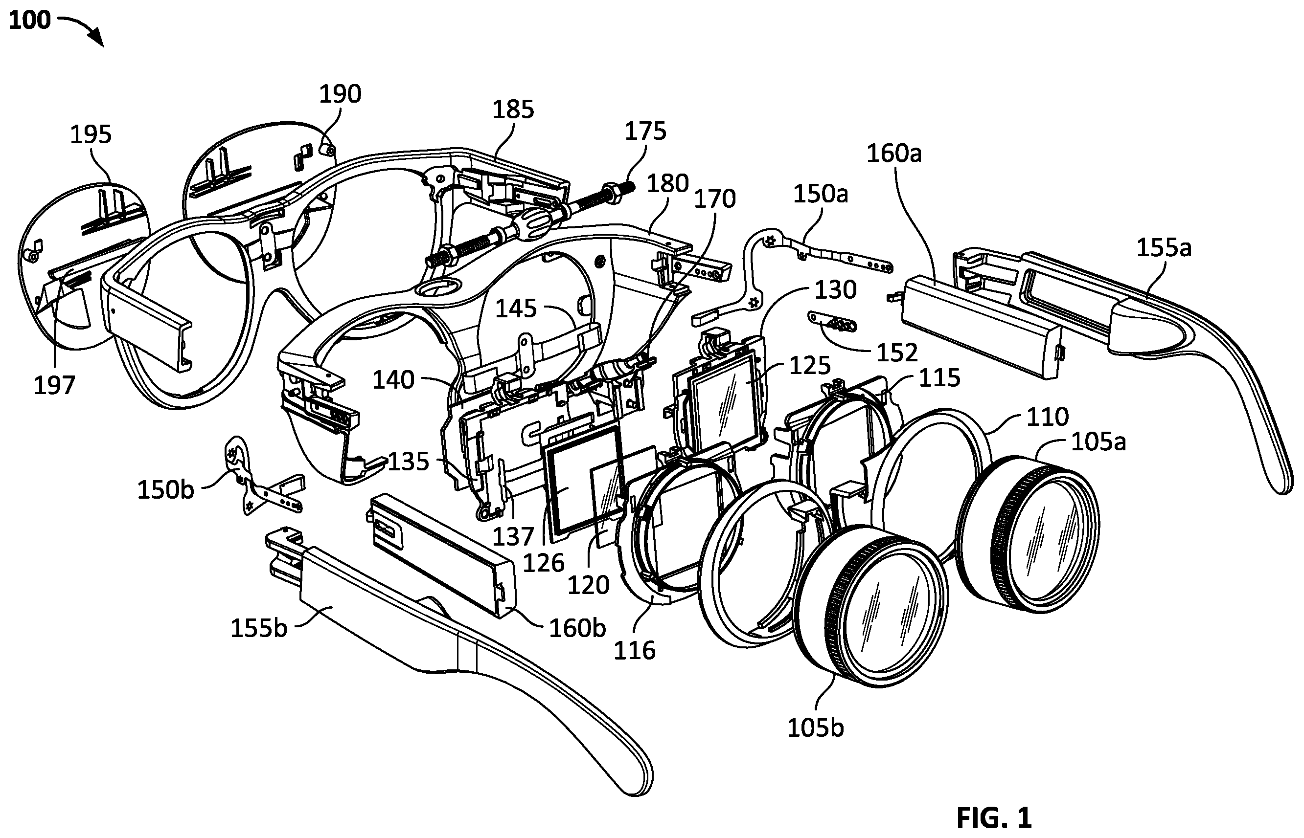 Patent US12366753 — Power for a wearable e-reader — Figure 1