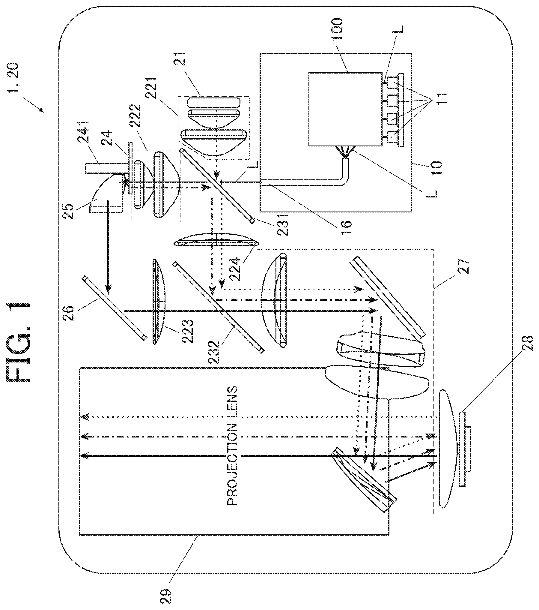 Patent US12366796 — Light source device and projection device — Figure 1