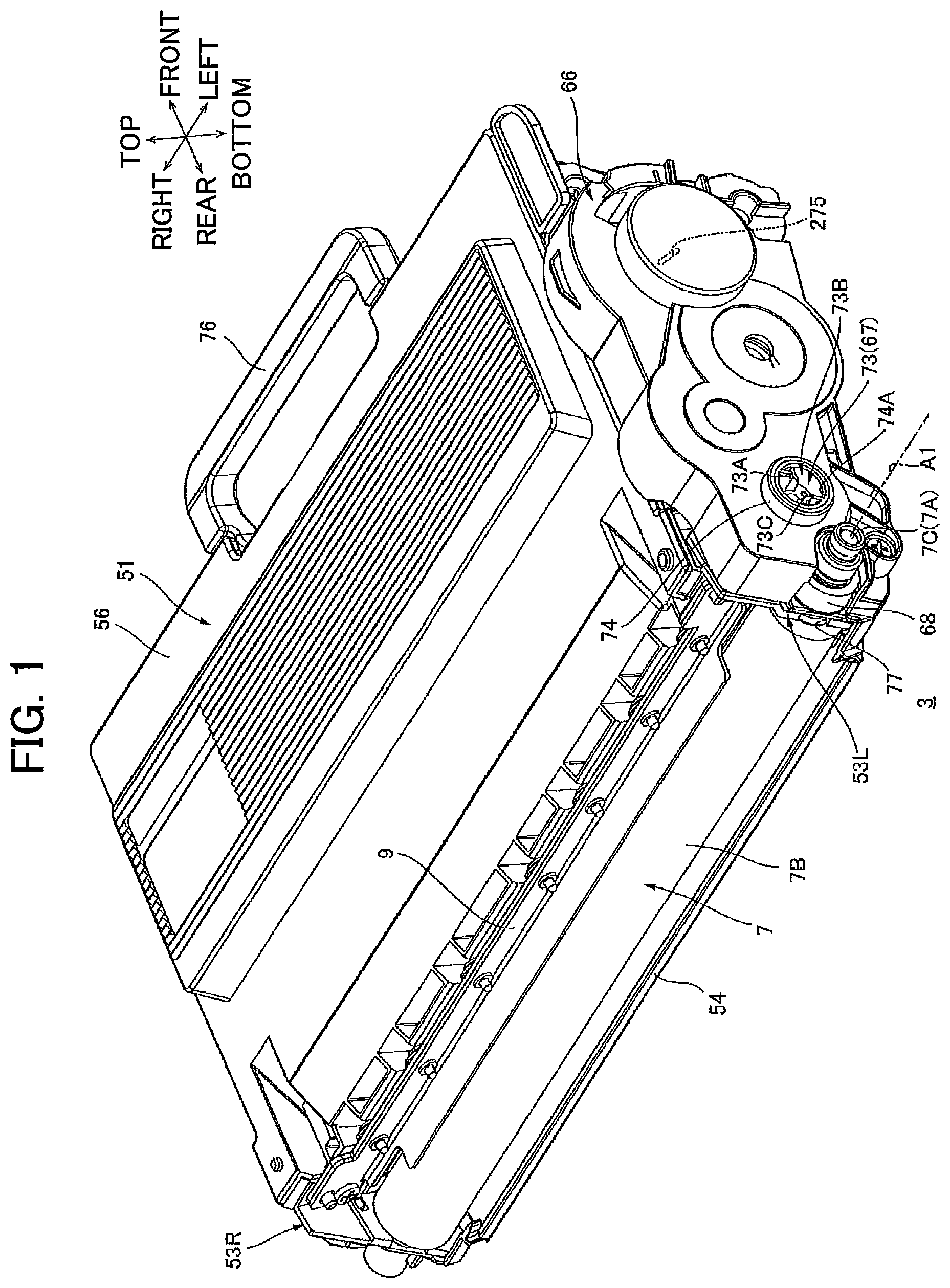 Patent US12366817 — Developing cartridge including protrusion positioned at outer surface of casing — Figure 1