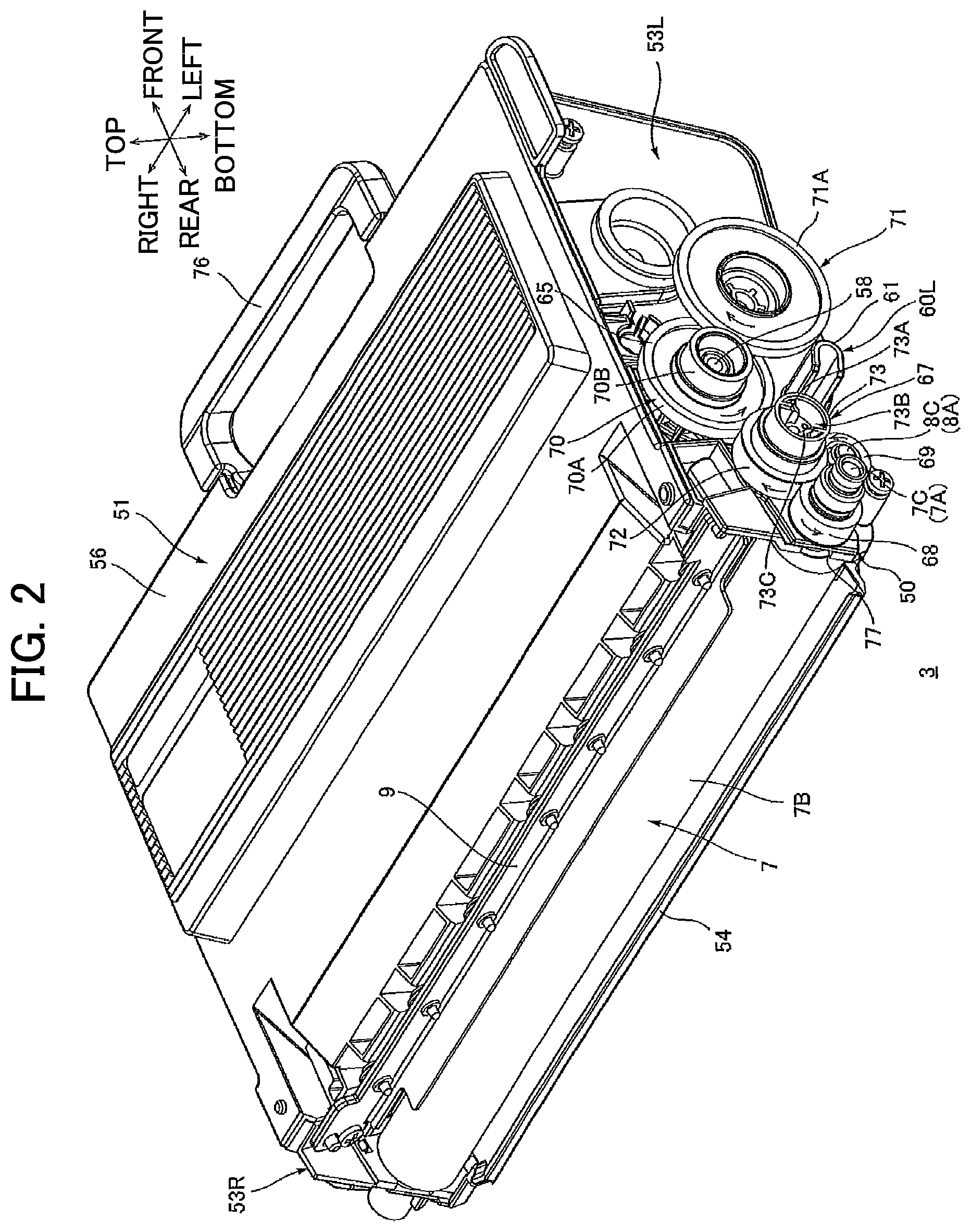 Patent US12366817 Figure 2 – Developing cartridge including protrusion positioned at outer surface of casing