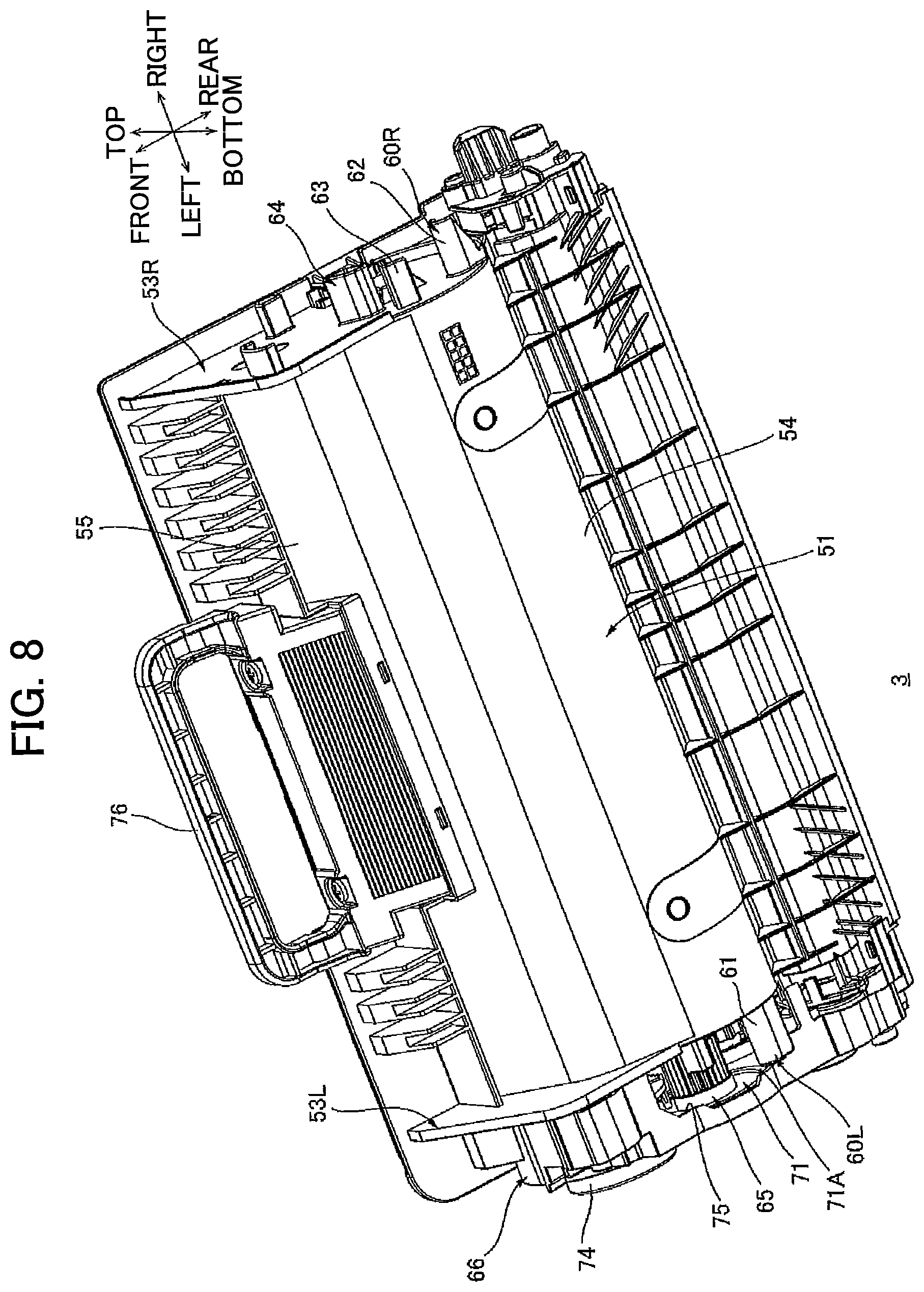 Patent US12366817 Figure 8 – Developing cartridge including protrusion positioned at outer surface of casing