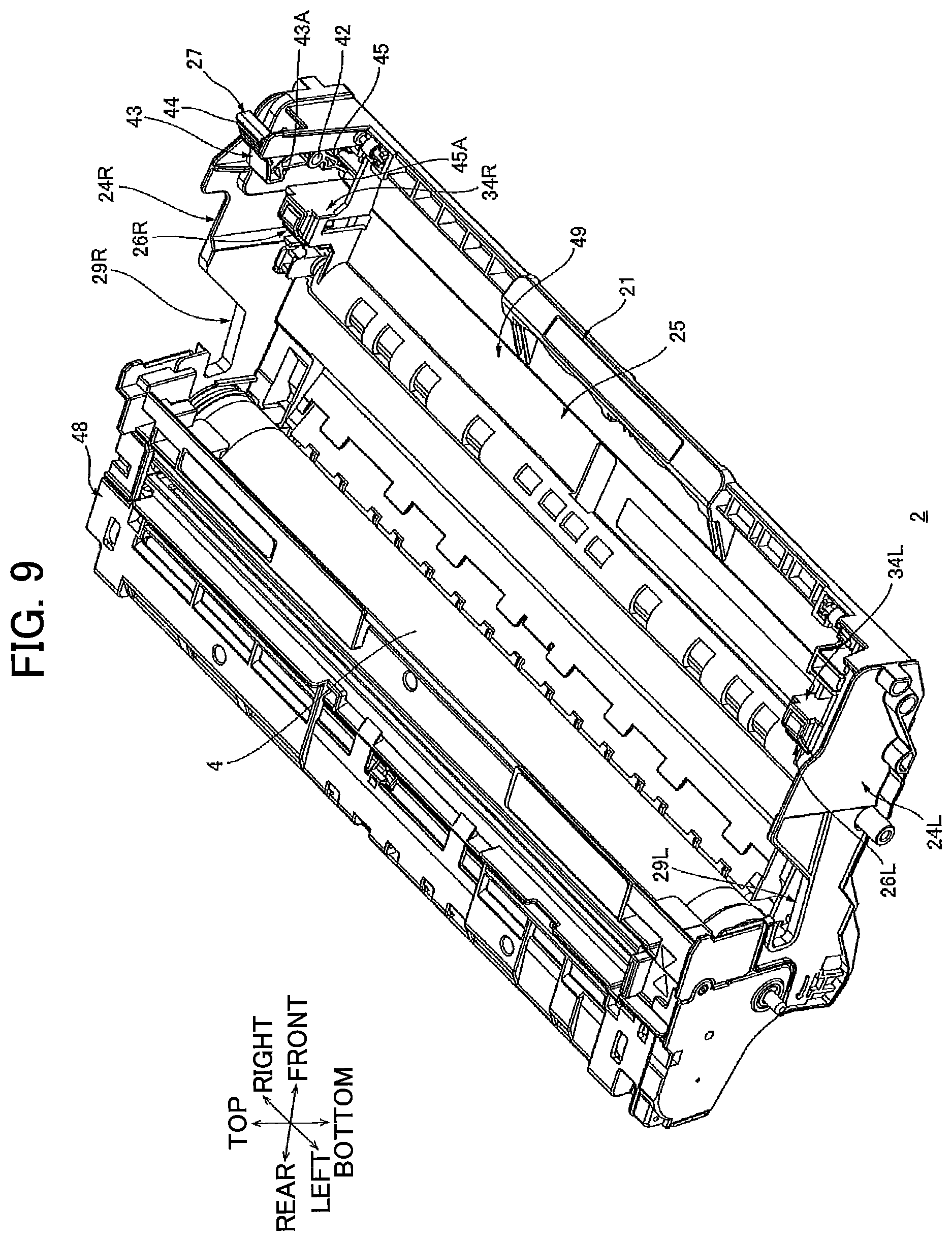 Patent US12366817 Figure 9 – Developing cartridge including protrusion positioned at outer surface of casing