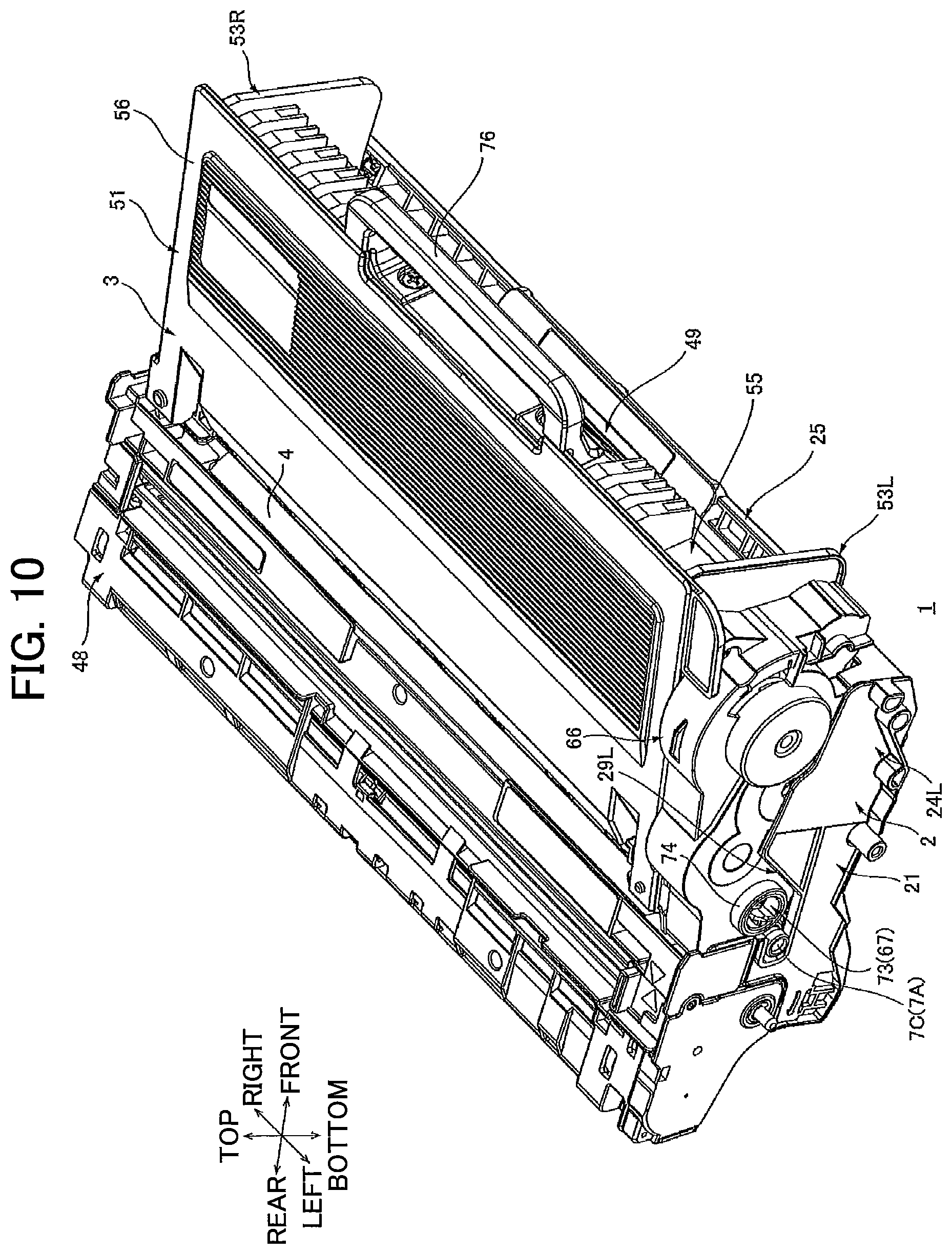 Patent US12366817 Figure 10 – Developing cartridge including protrusion positioned at outer surface of casing