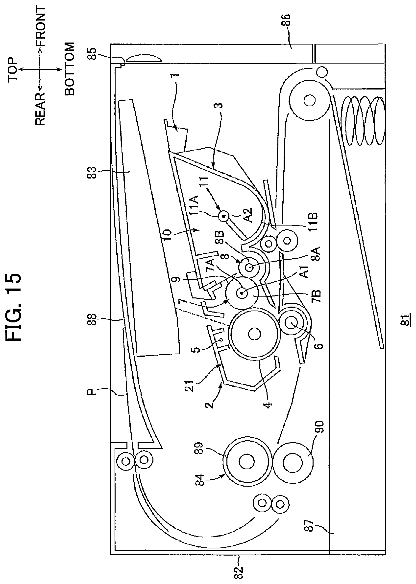 Patent US12366817 Figure 15 – Developing cartridge including protrusion positioned at outer surface of casing