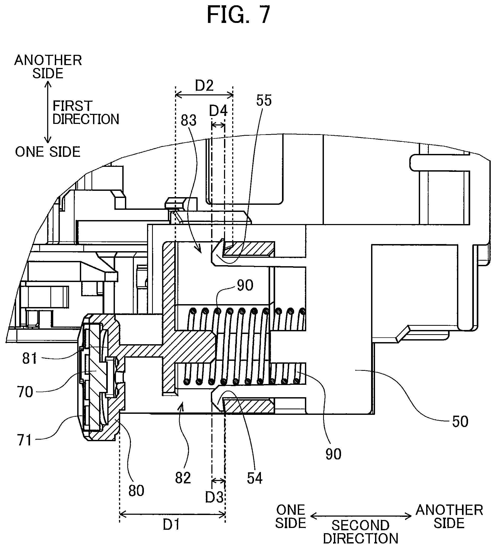 Patent US12366821 Figure 7 – Drum cartridge including electrical contact surface movable relative to drum frame