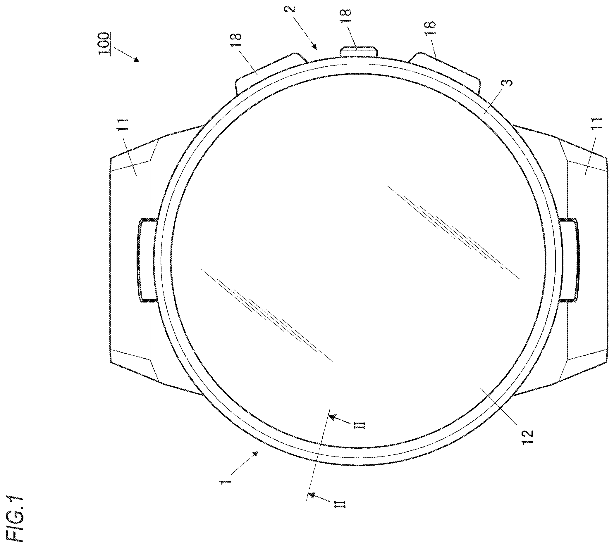 Patent US12366830 Figure 1 – Case and timepiece