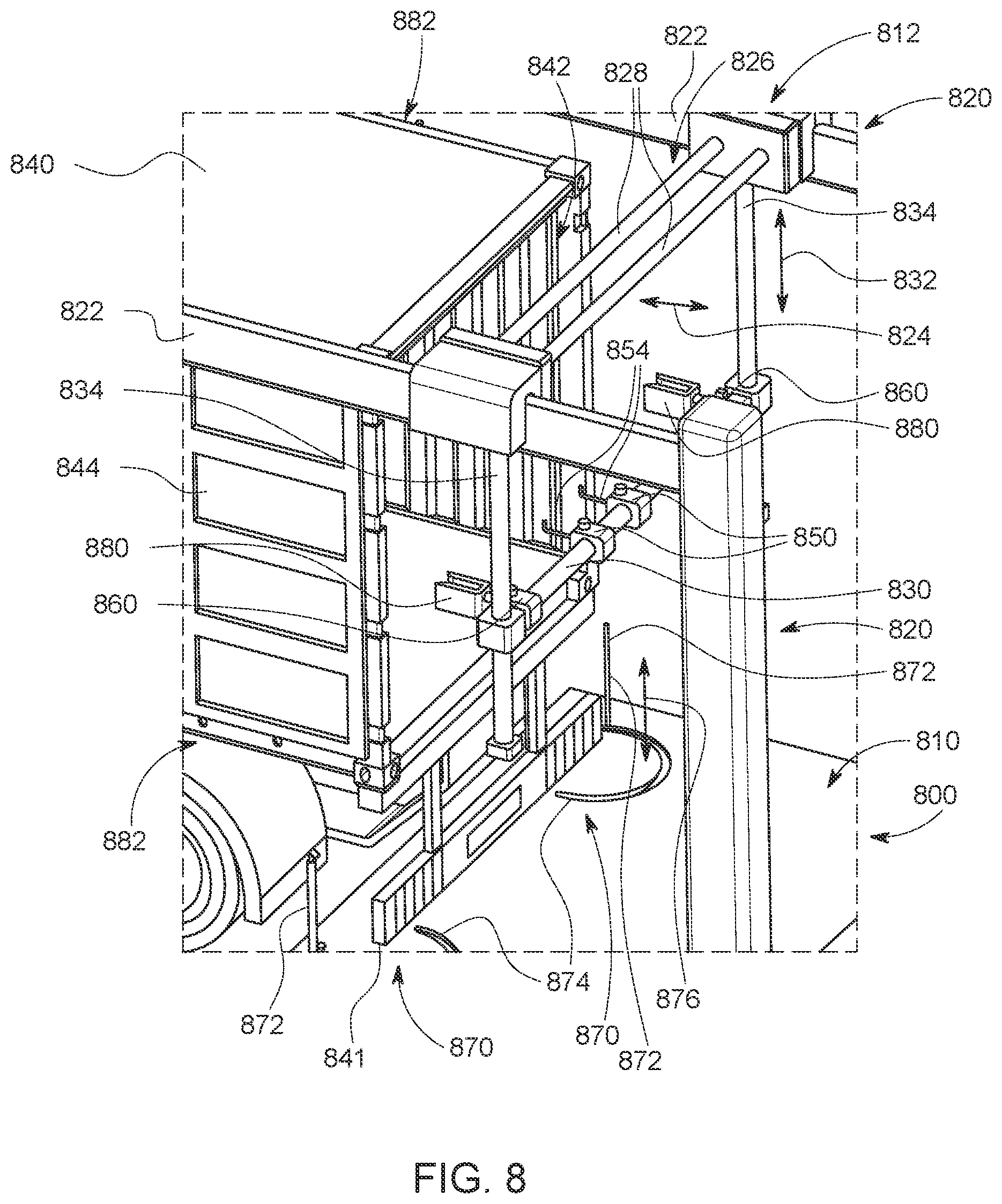 Patent US12366856 Figure 8 – Systems and methods for automated operation and handling of autonomous trucks and trailers hauled thereby