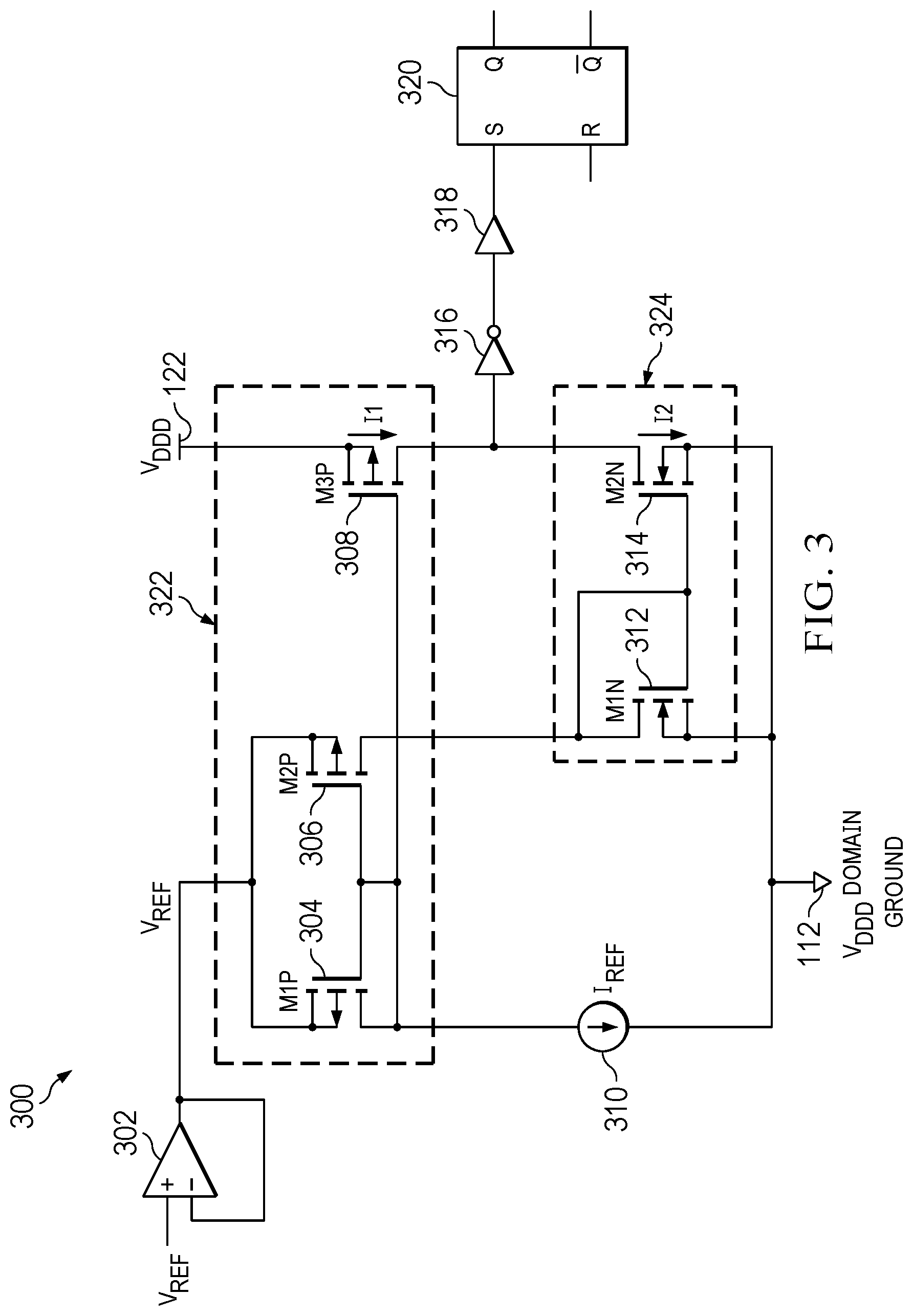 Patent US12366876 Figure 3 – Voltage glitch detector