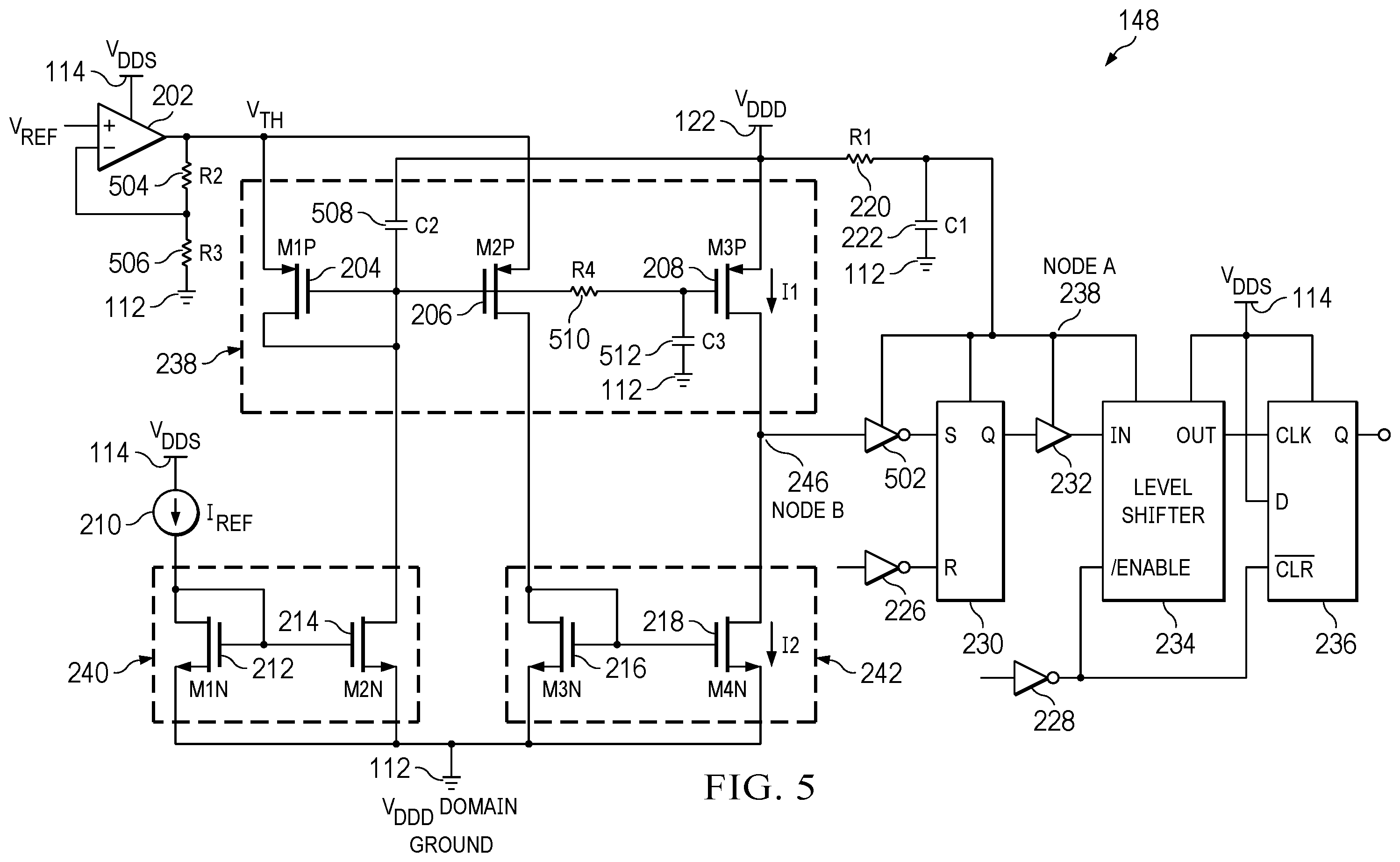 Patent US12366876 Figure 5 – Voltage glitch detector