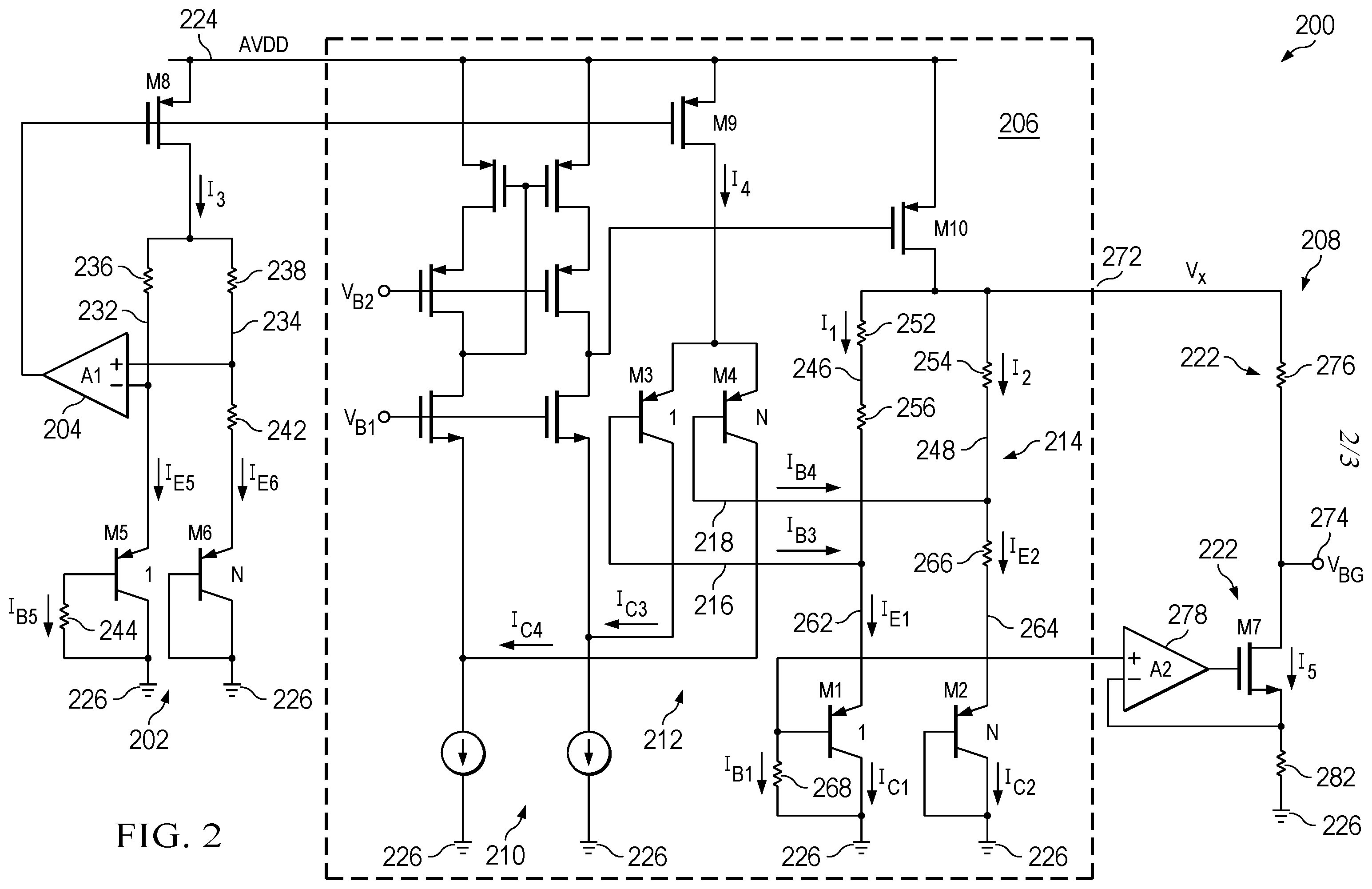 Patent US12366877 Figure 2 – Gain and temperature tolerant bandgap voltage reference