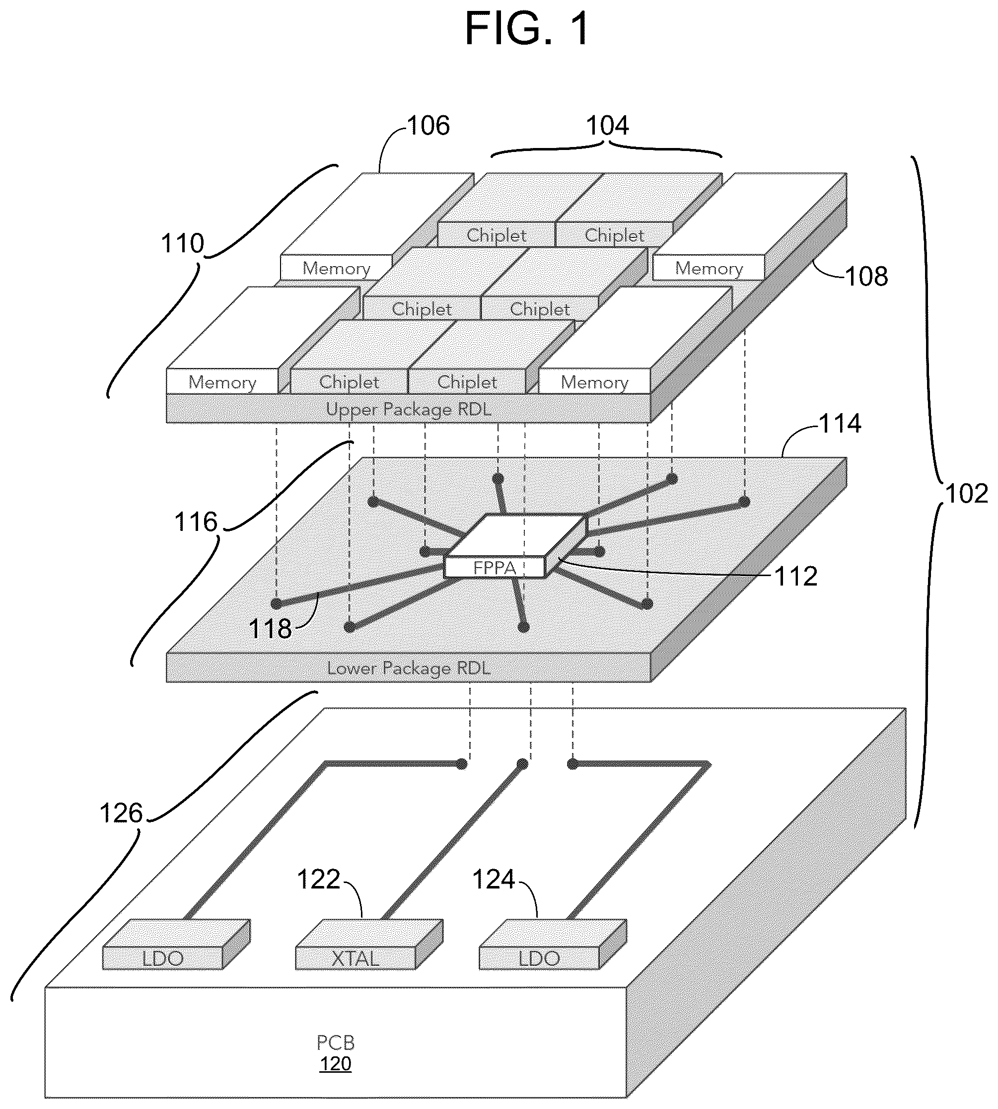 Patent US12366882 — Field programmable platform array — Figure 1