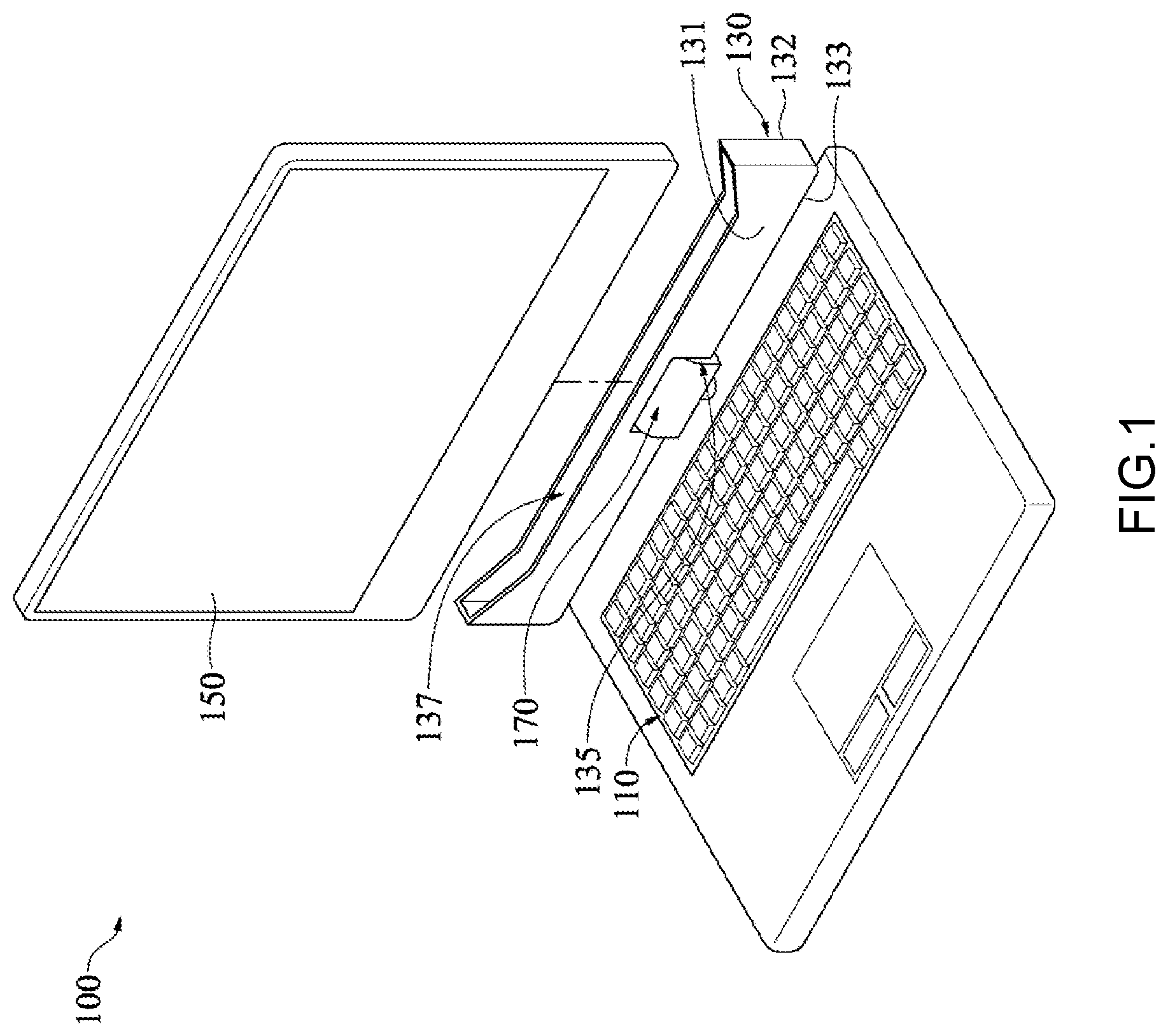 Patent US12366886 Figure 1 – Transmission dock and electronic device