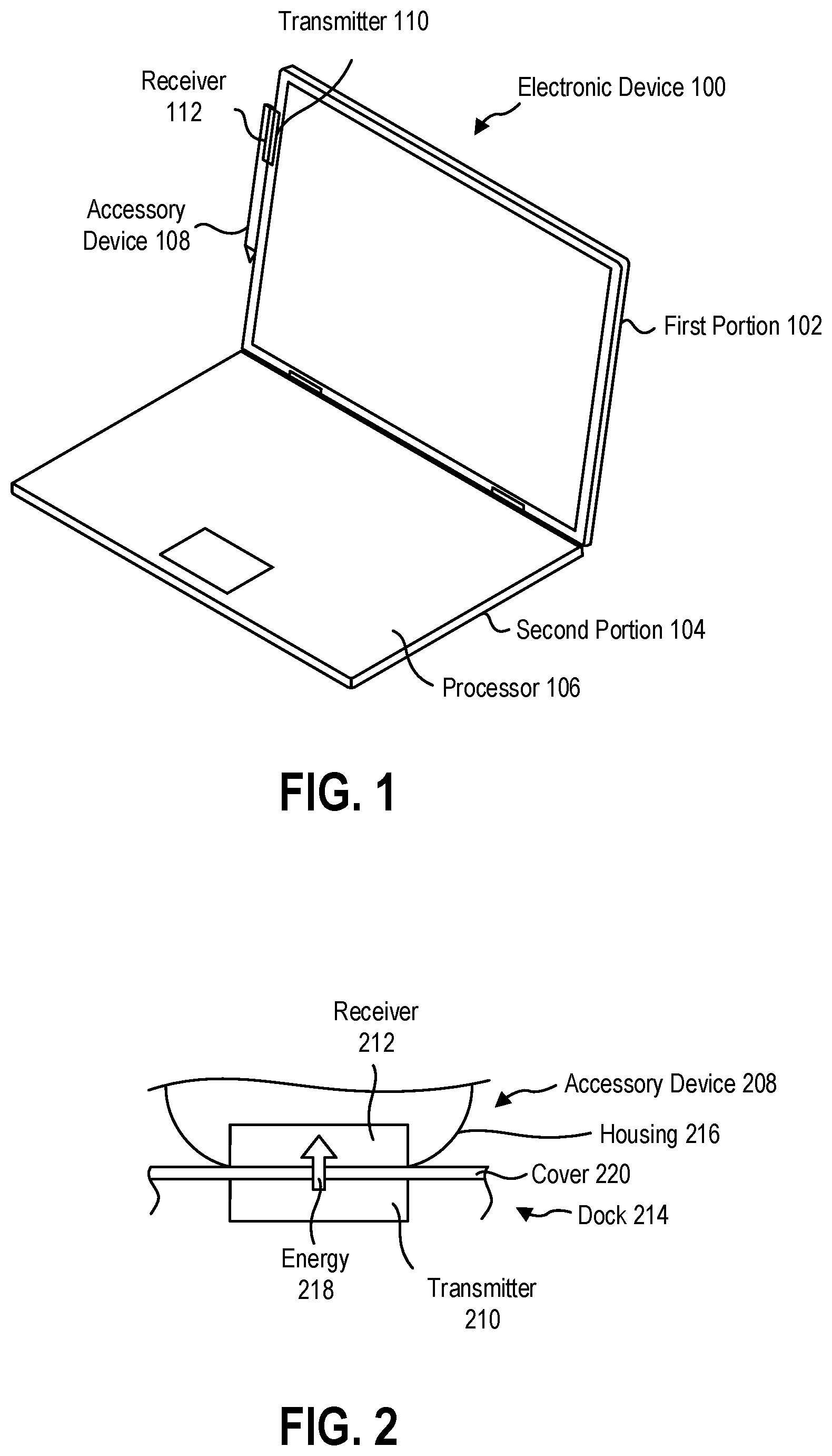Patent US12366887 Figure 1 – Systems and methods for wireless charger docking