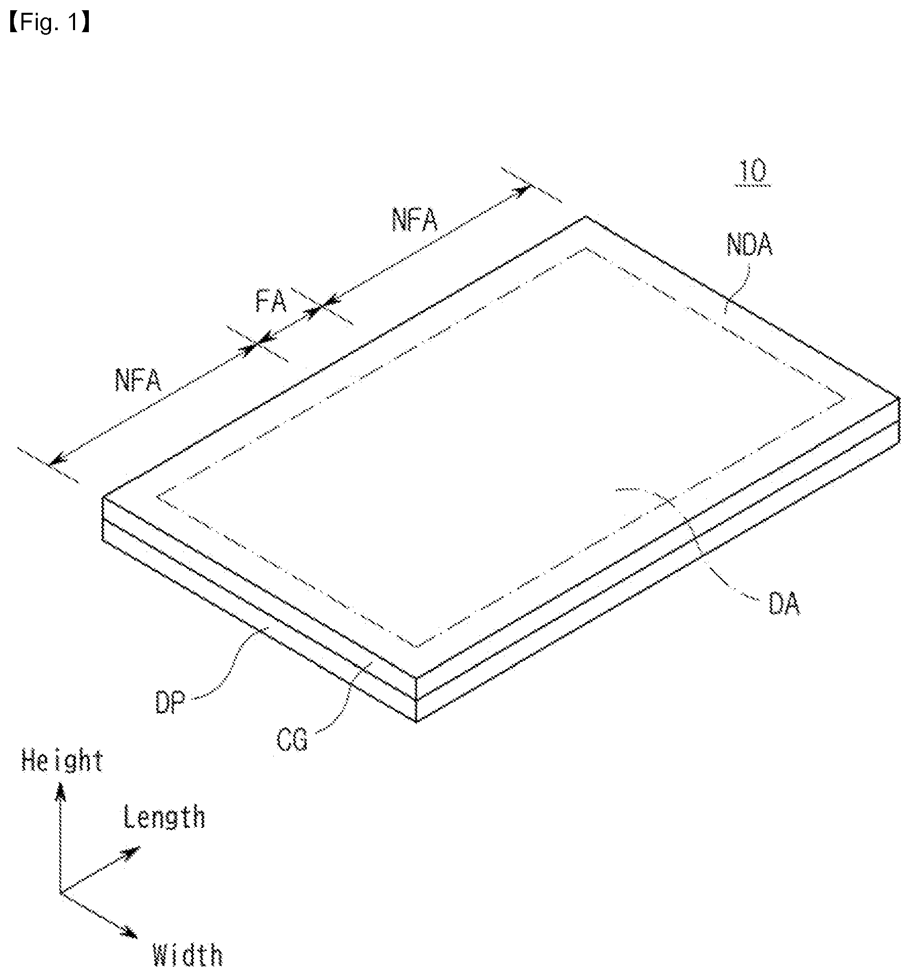 Patent US12366890 — Display device having cover glass — Figure 1