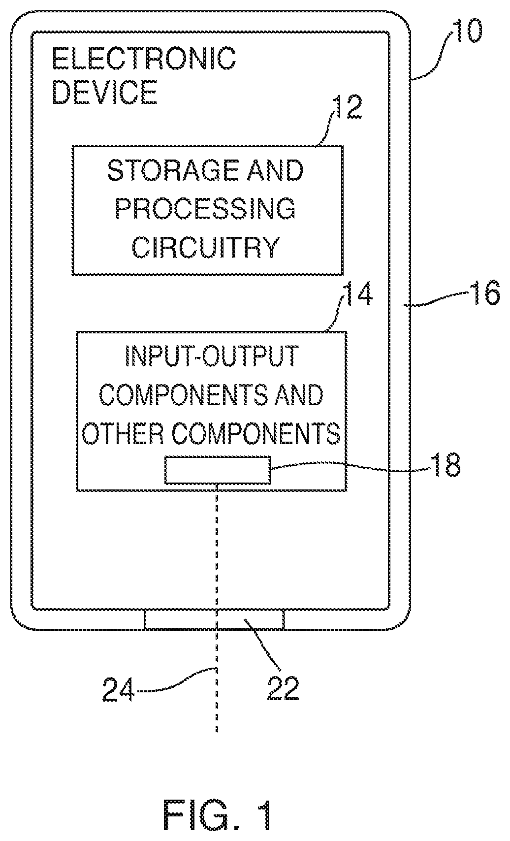 Patent US12366893 — Handheld device enclosure with an internal platform — Figure 1