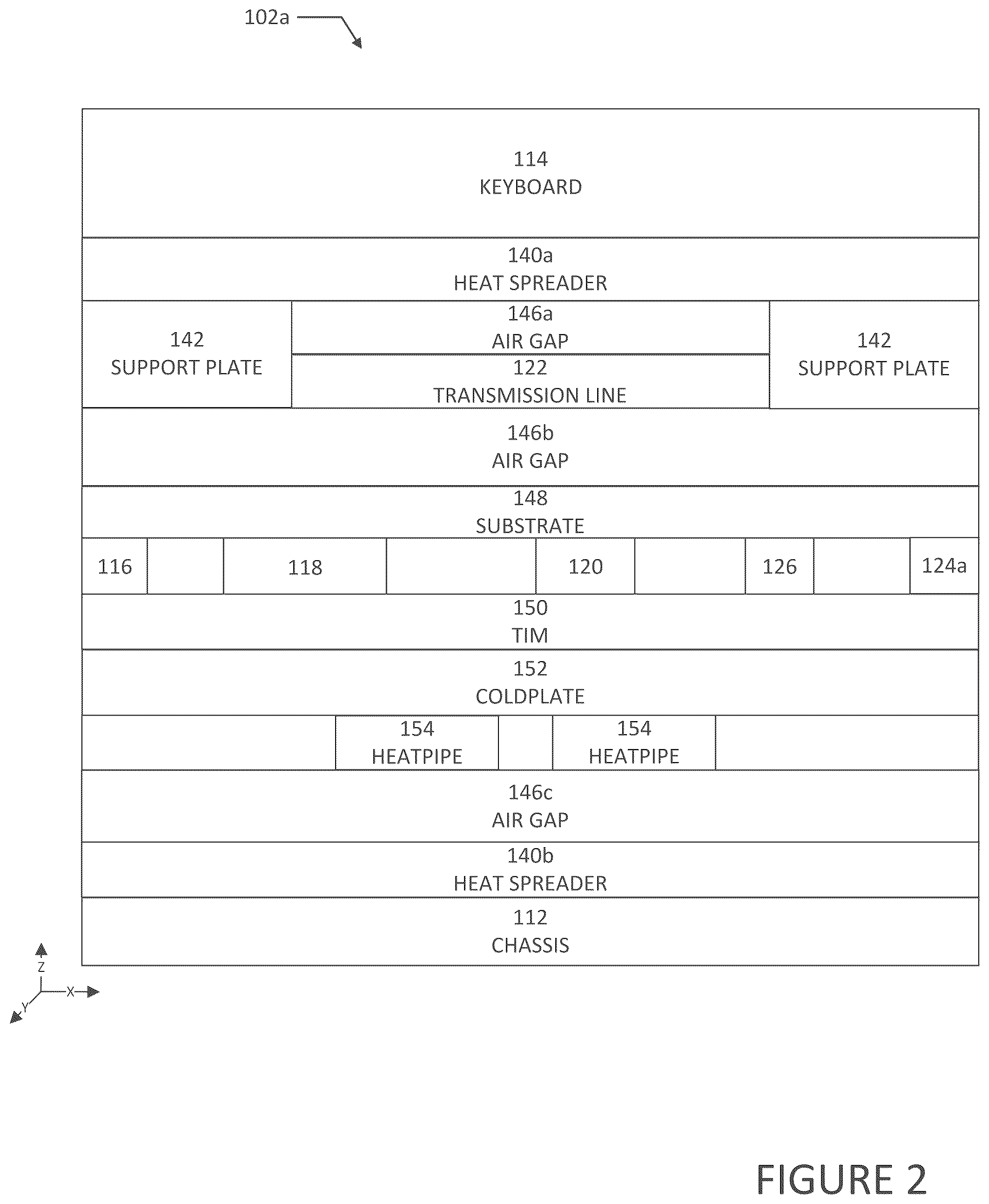Patent US12366899 Figure 2 – Transmission line embedded in a portion of a chassis of an electronic device