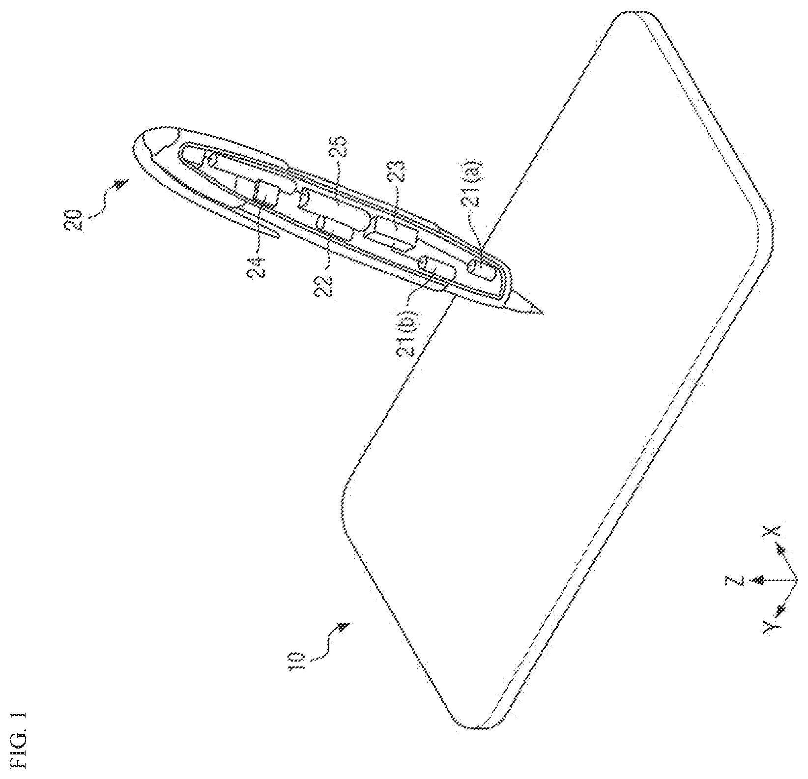 Patent US12366933 Figure 1 – Display device, electronic device and a position input system with touch sensing unit, code patterns and reflective surface