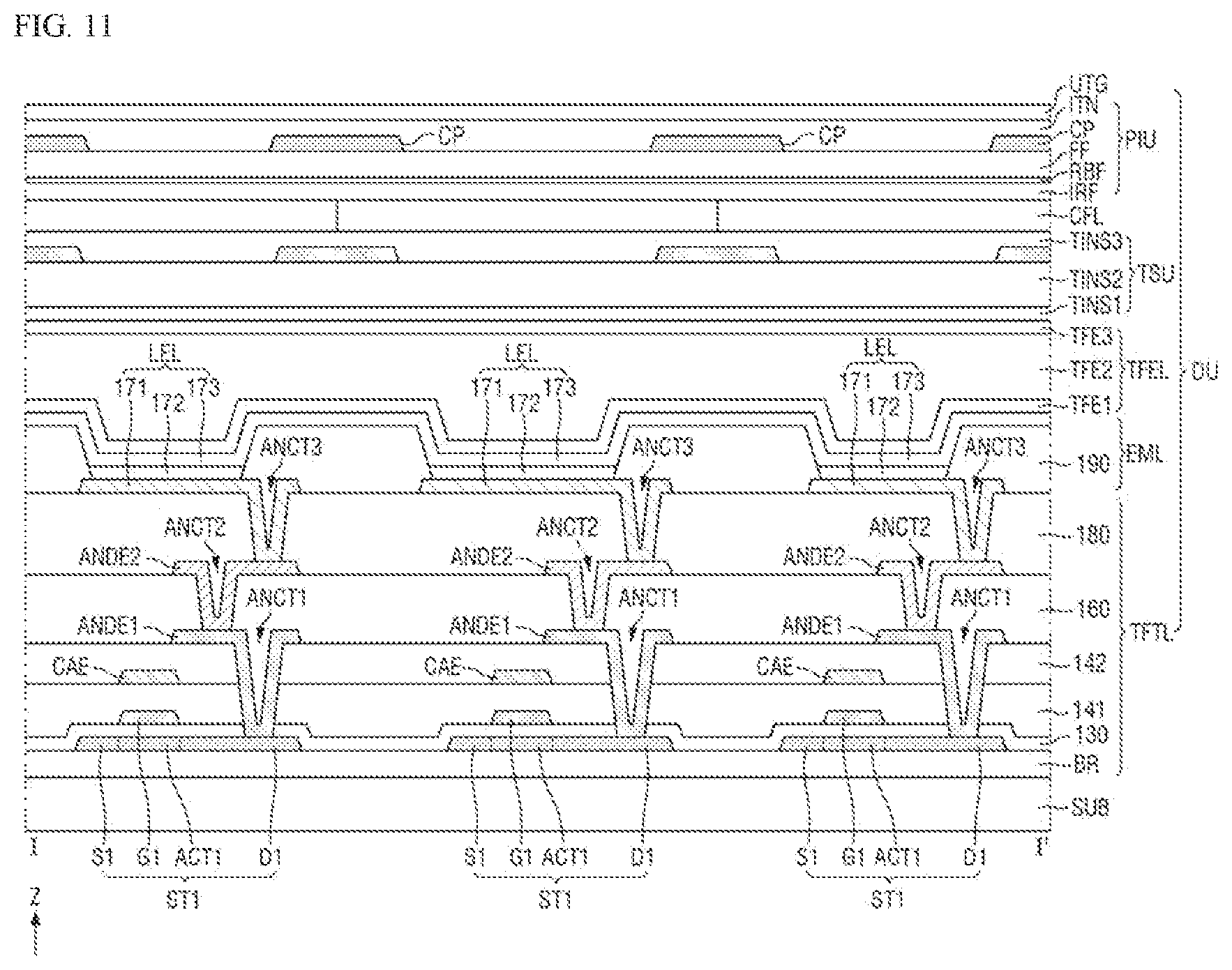 Patent US12366933 Figure 10 – Display device, electronic device and a position input system with touch sensing unit, code patterns and reflective surface