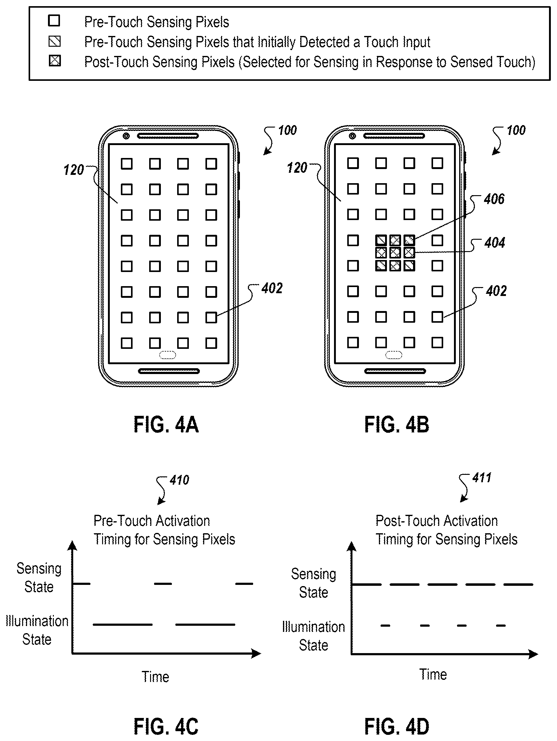Patent US12366934 Figure 4 – Touch-sensitive LED display