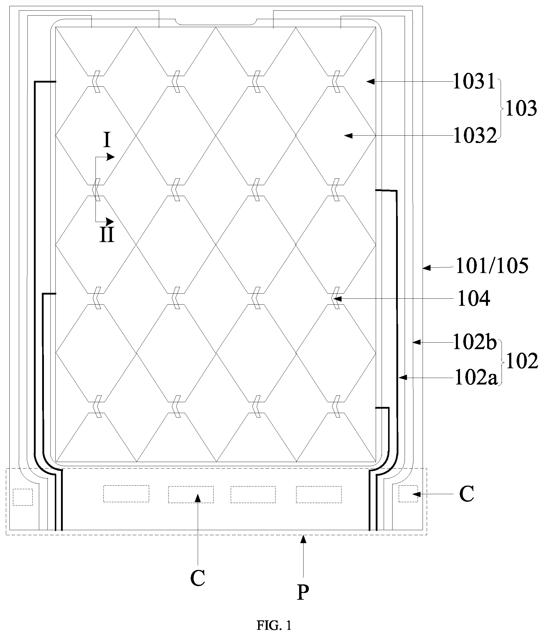 Patent US12366943 — Display substrate, display panel and display apparatus — Figure 1